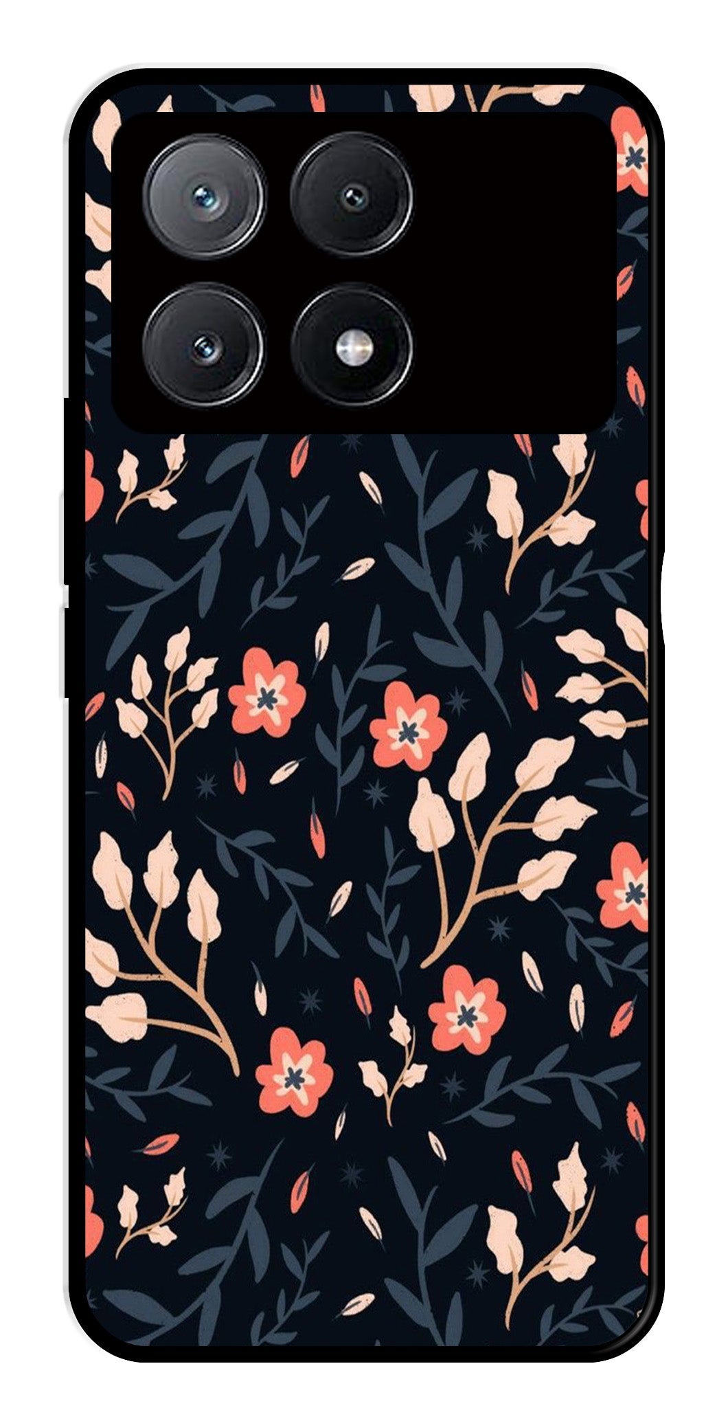 Floral Pattern Metal Mobile Case for Poco X6 Pro 5G   (Design No -10)