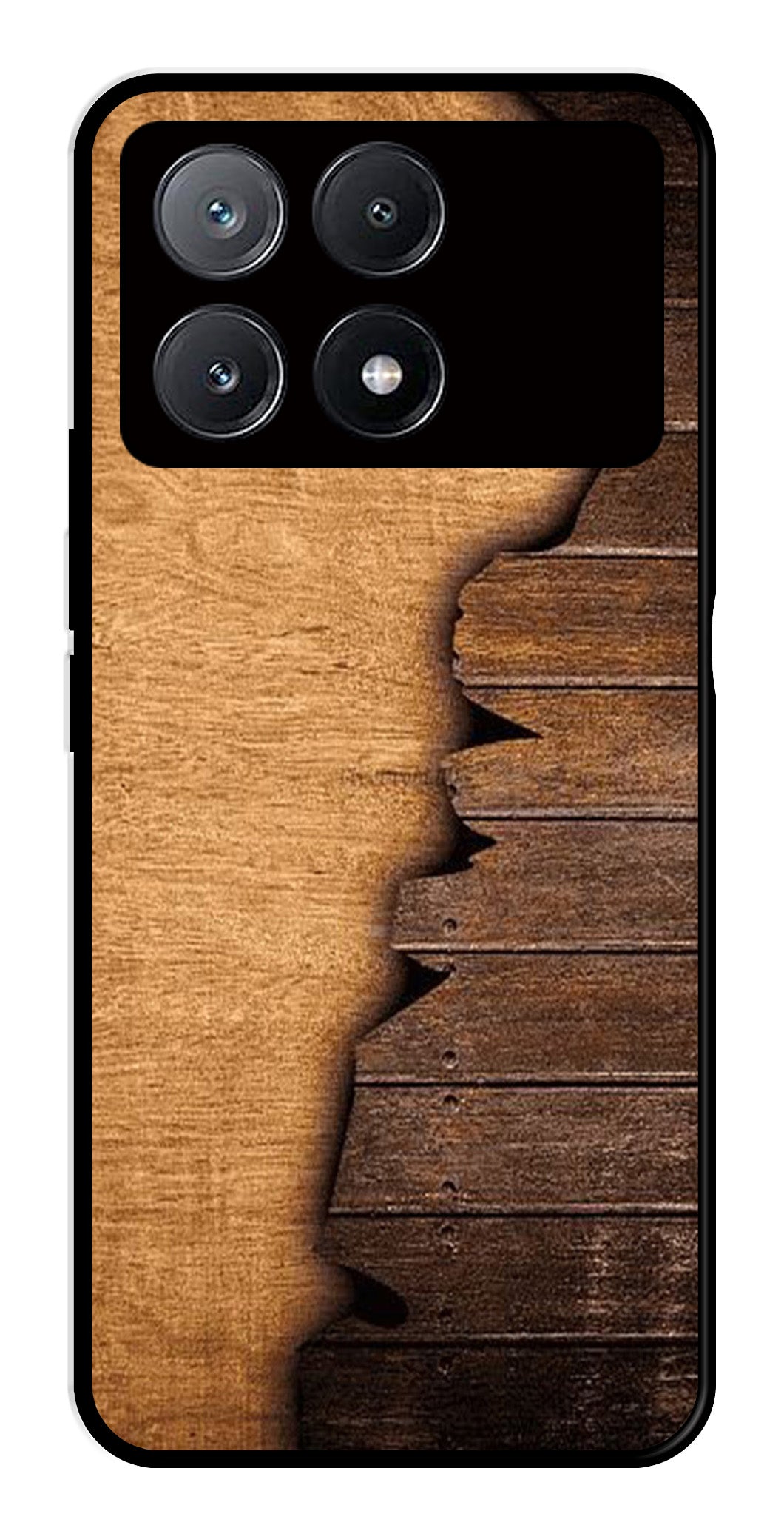 Wooden Design Metal Mobile Case for Poco X6 Pro 5G   (Design No -13)