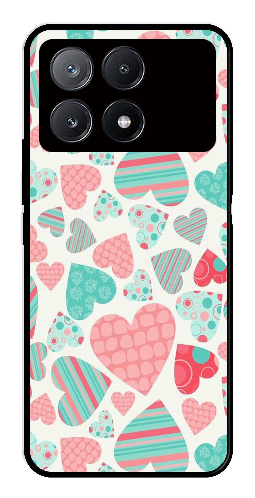 Hearts Pattern Metal Mobile Case for Poco X6 Pro 5G   (Design No -22)