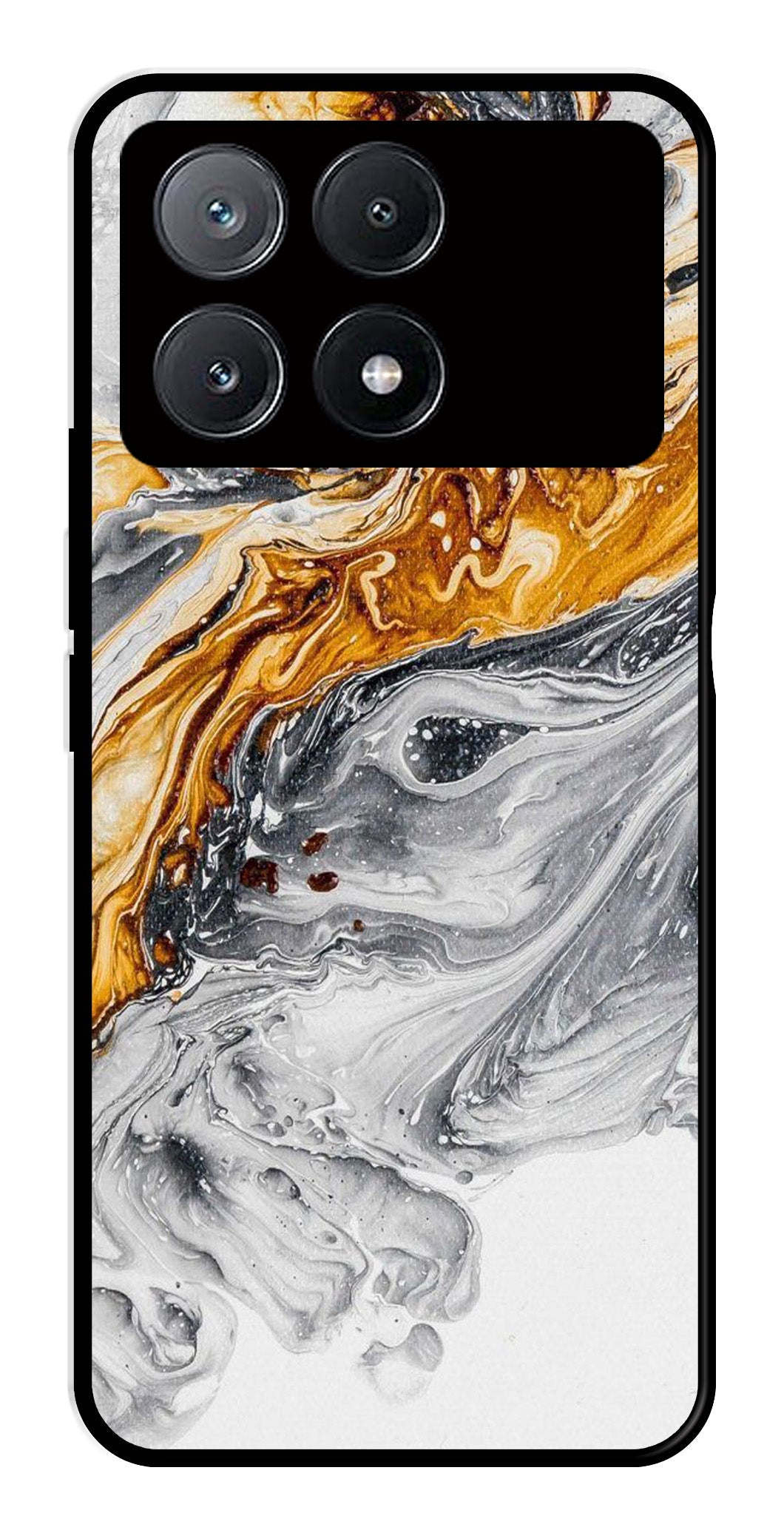 Marble Pattern Metal Mobile Case for Poco X6 Pro 5G   (Design No -36)