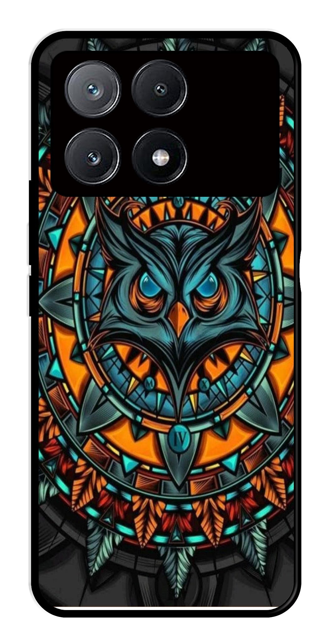 Owl Pattern Metal Mobile Case for Poco X6 Pro 5G   (Design No -42)