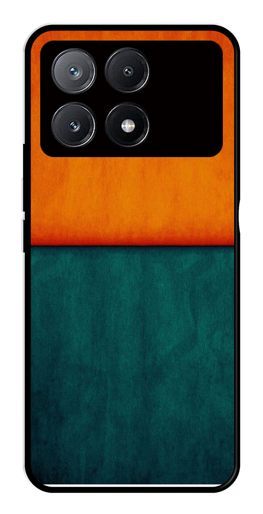 Orange Green Pattern Metal Mobile Case for Poco X6 Pro 5G   (Design No -45)