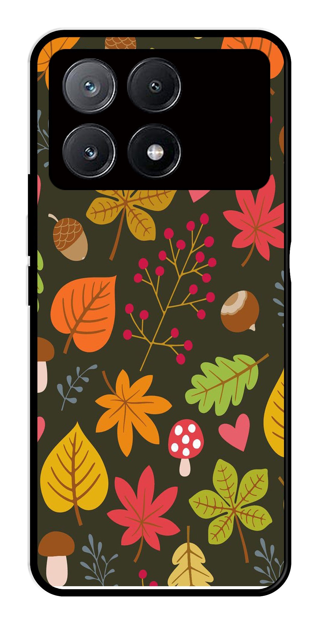 Leaves Design Metal Mobile Case for Poco X6 Pro 5G   (Design No -51)