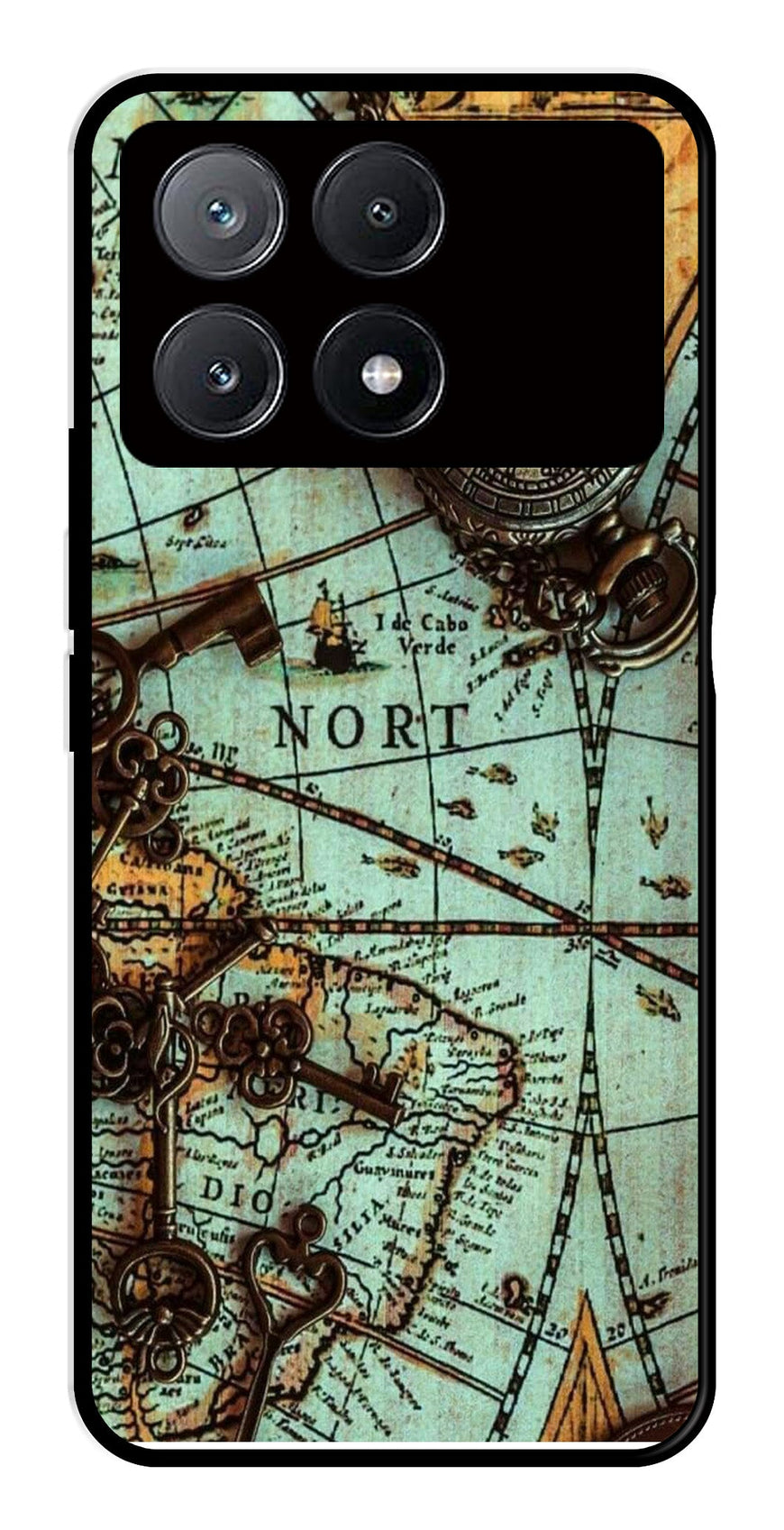 Map Design Metal Mobile Case for Poco X6 Pro 5G   (Design No -54)