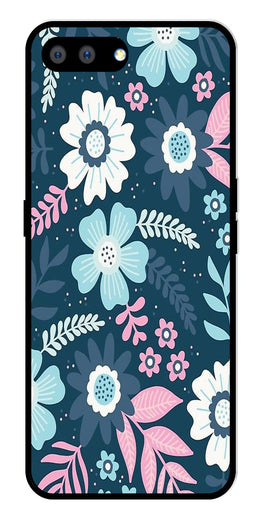 Flower Leaves Design Metal Mobile Case for Realme A3s   (Design No -50)