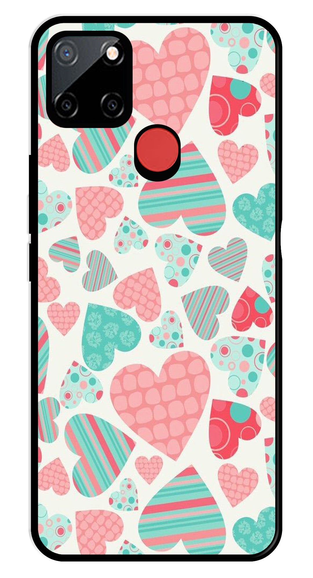 Hearts Pattern Metal Mobile Case for Realme C67 5G   (Design No -22)