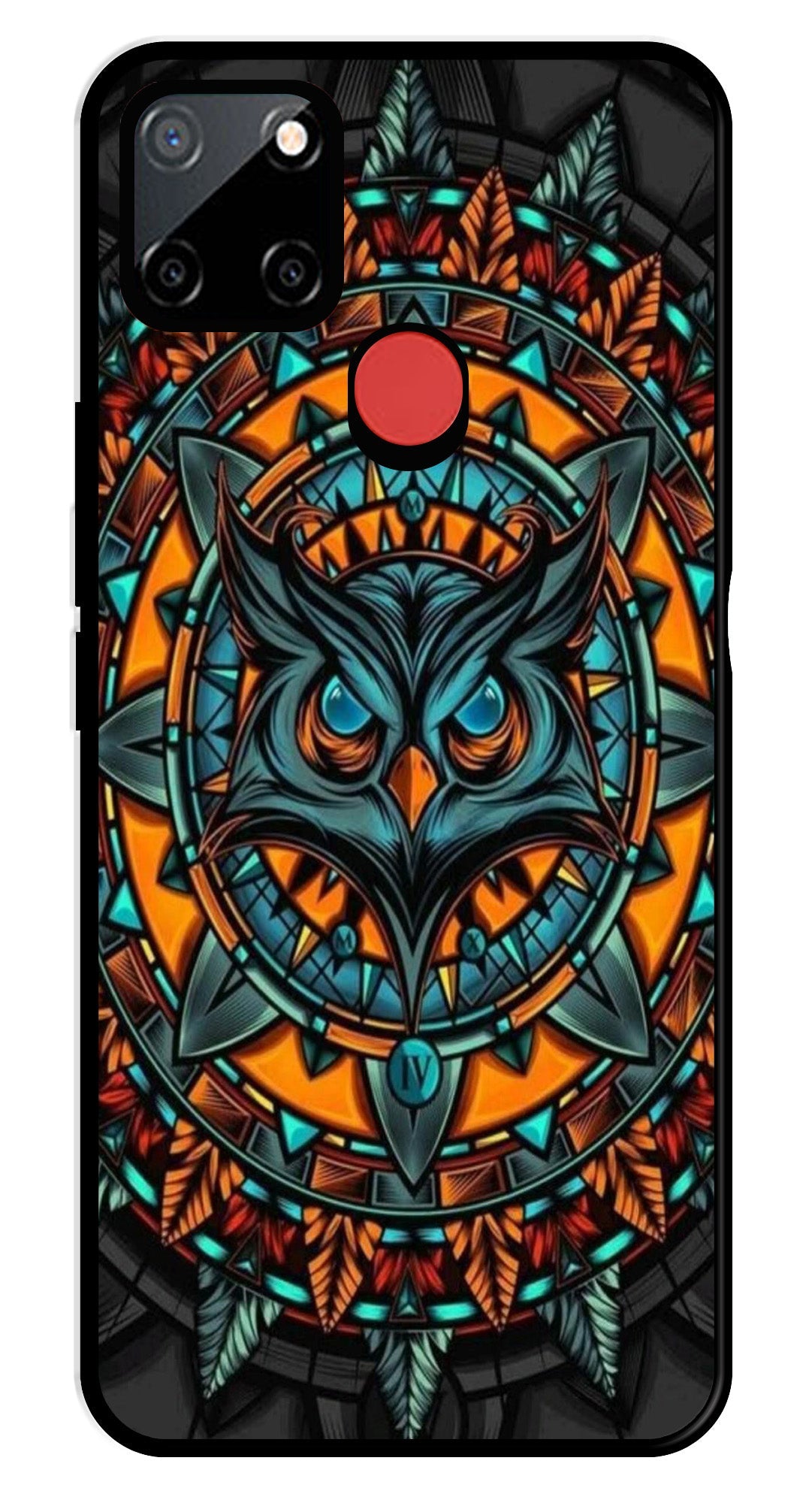 Owl Pattern Metal Mobile Case for Realme C67 5G   (Design No -42)