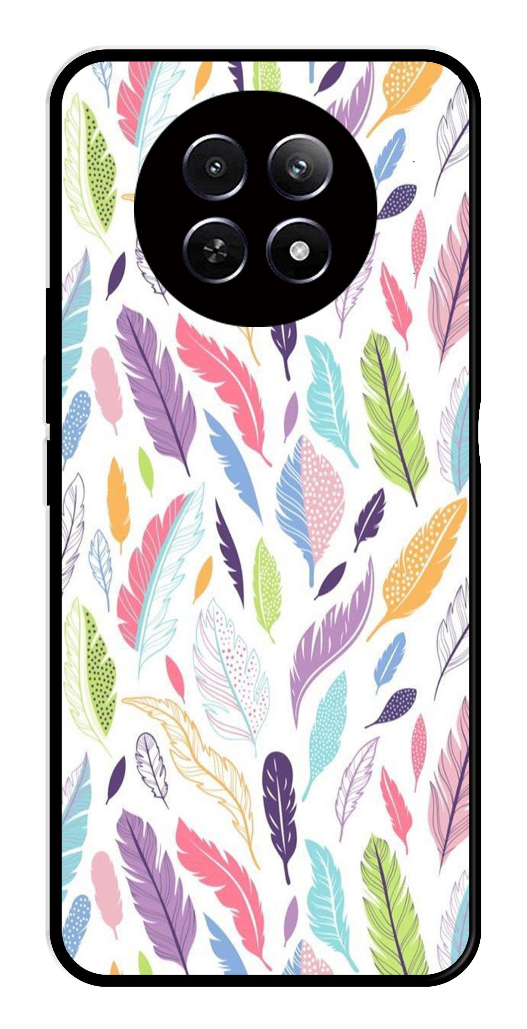 Colorful Feathers Metal Mobile Case for Realme 12 5G   (Design No -06)