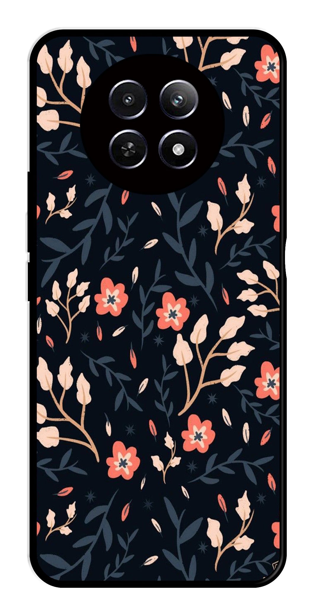 Floral Pattern Metal Mobile Case for Realme 12 5G   (Design No -10)