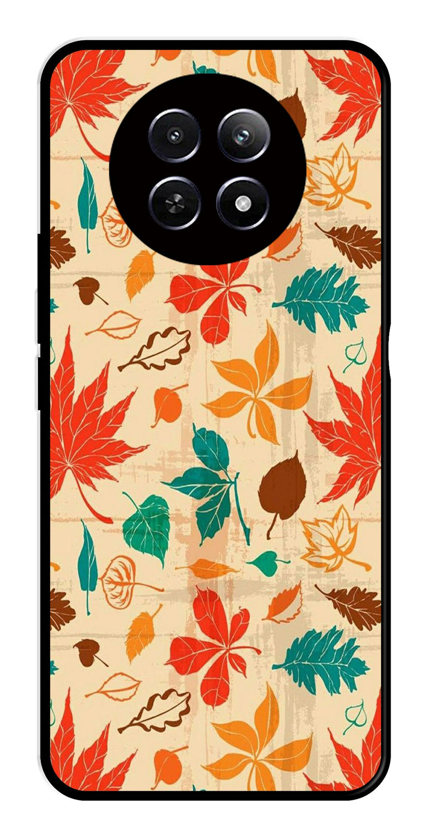 Leafs Design Metal Mobile Case for Realme 12 5G   (Design No -14)