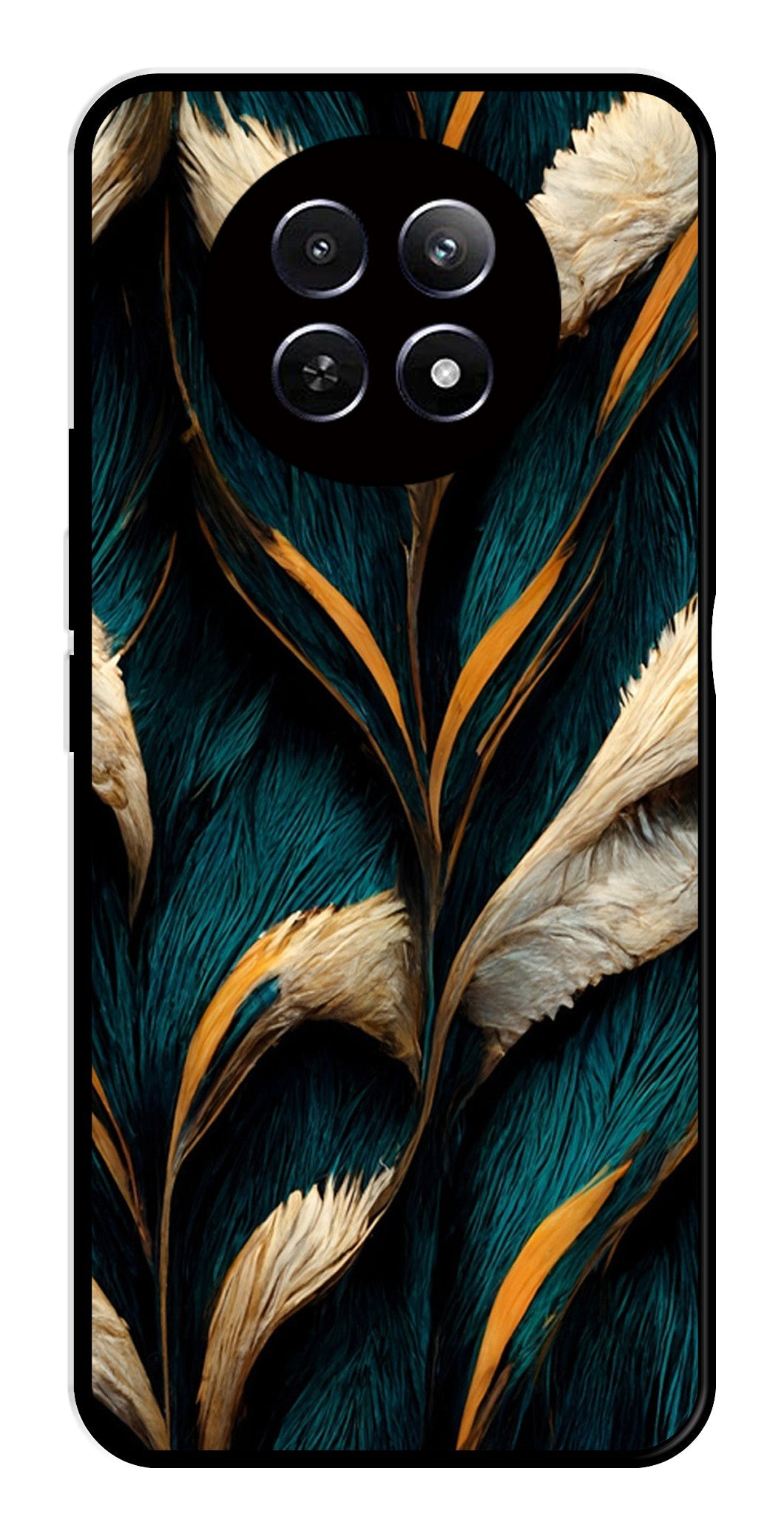 Feathers Metal Mobile Case for Realme 12 5G   (Design No -30)