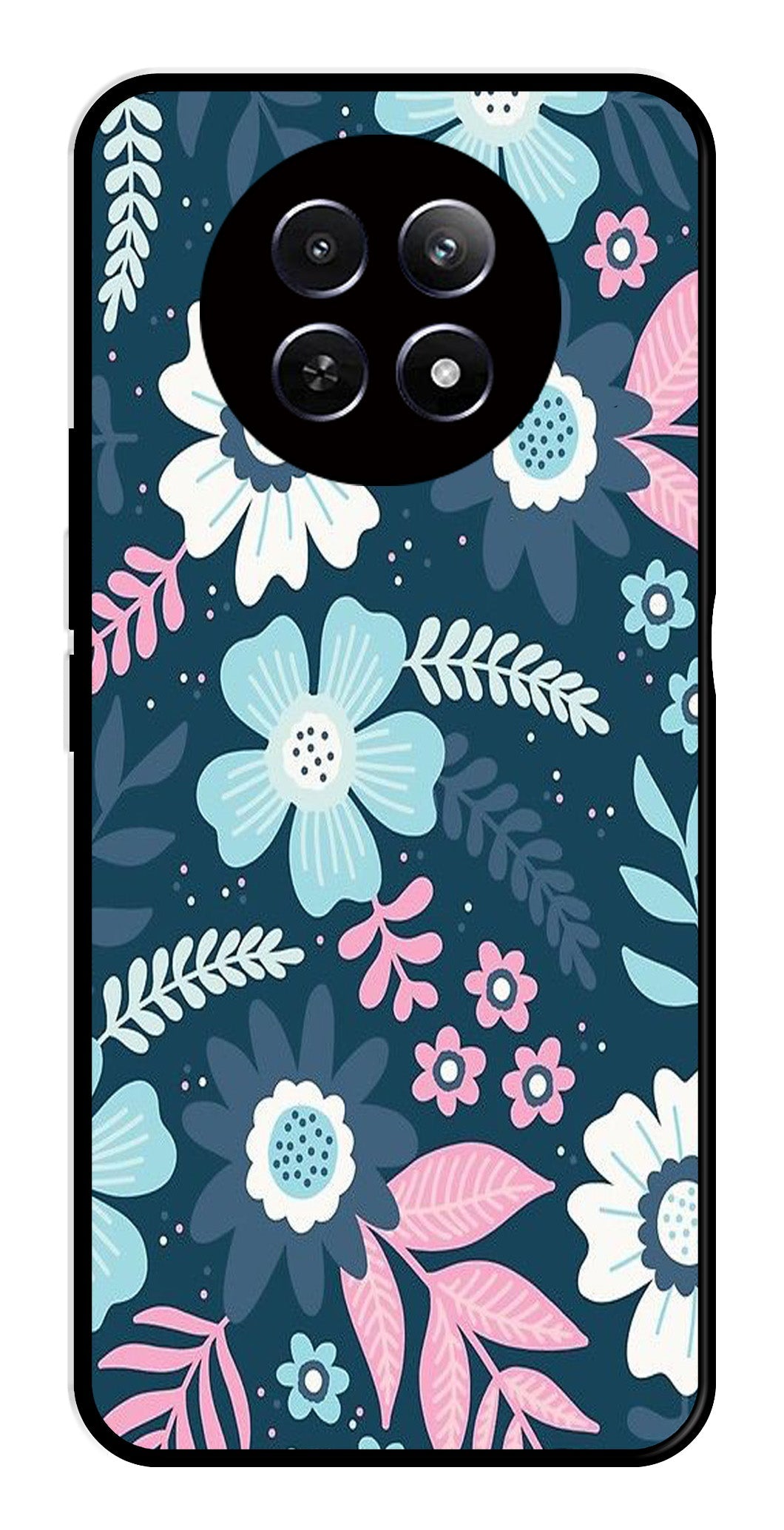 Flower Leaves Design Metal Mobile Case for Realme 12 5G   (Design No -50)