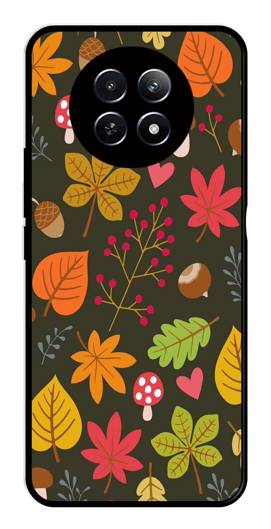 Leaves Design Metal Mobile Case for Realme 12 5G   (Design No -51)