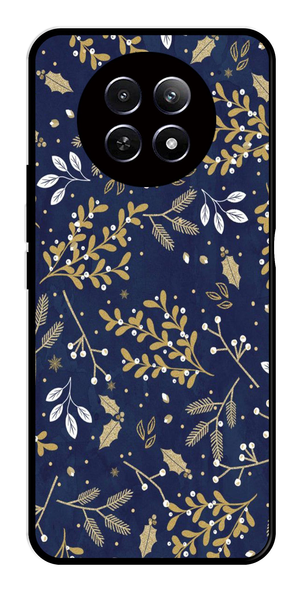 Floral Pattern  Metal Mobile Case for Realme 12 5G   (Design No -52)