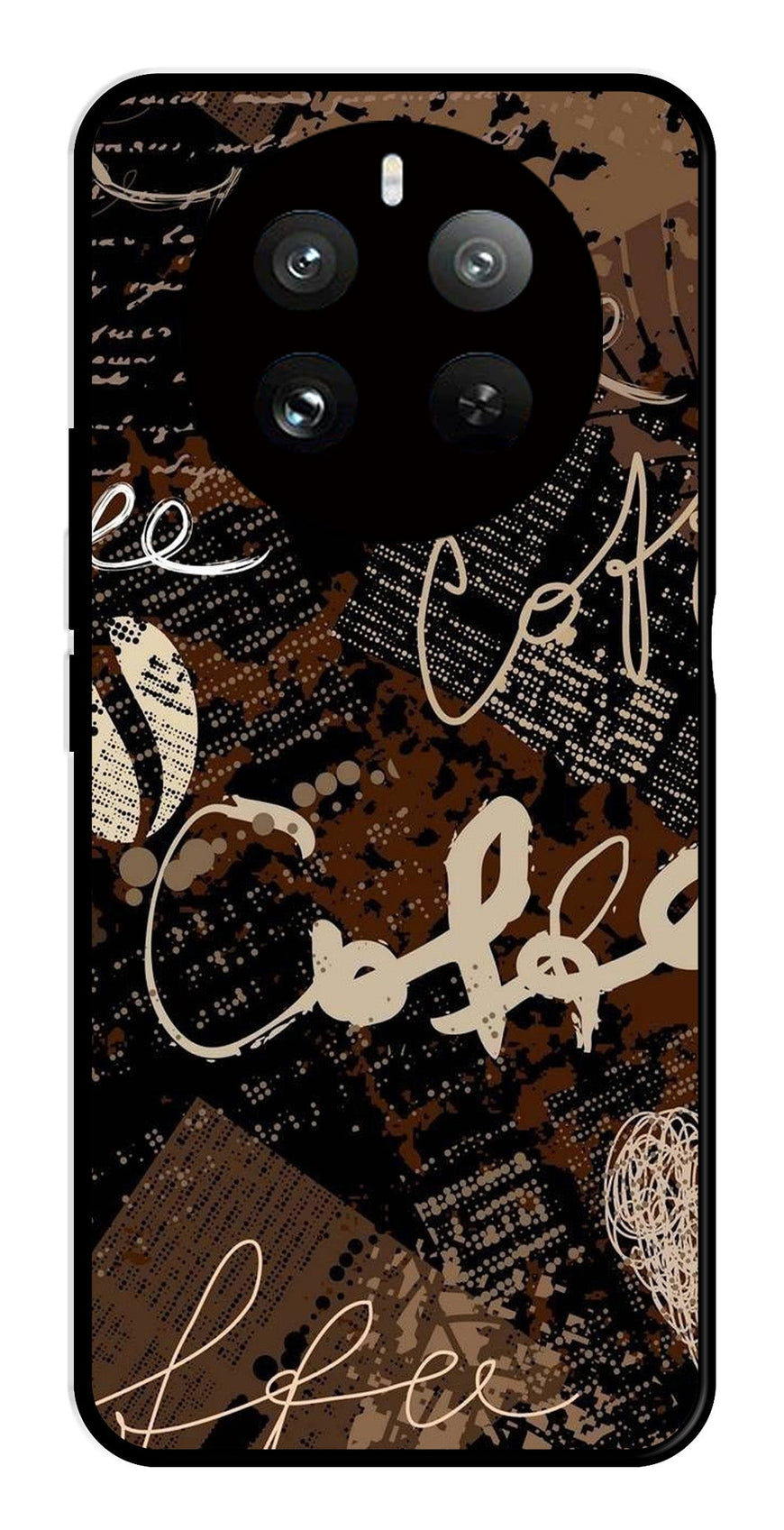 Coffee Pattern Metal Mobile Case for Realme P1 5G   (Design No -37)