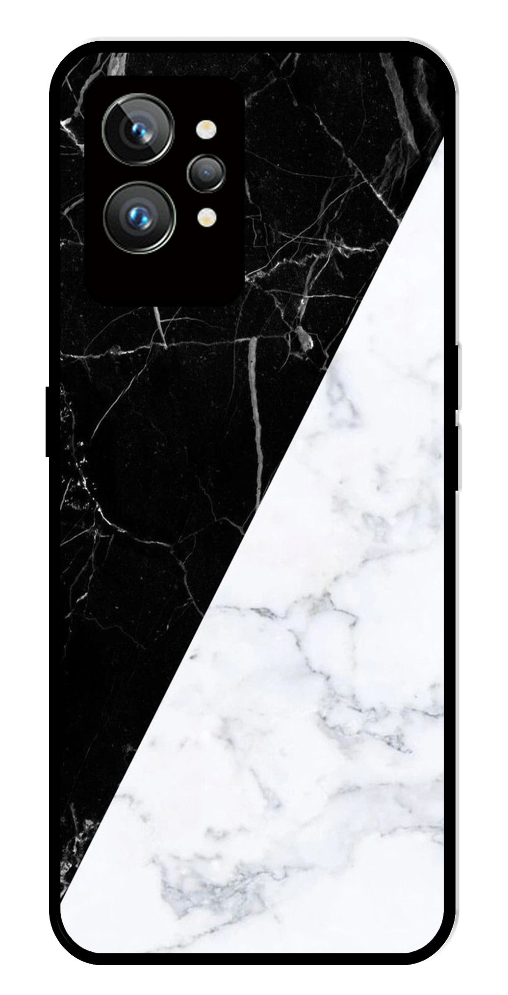 Black White Marble Design Metal Mobile Case for Realme GT 2 Pro   (Design No -09)