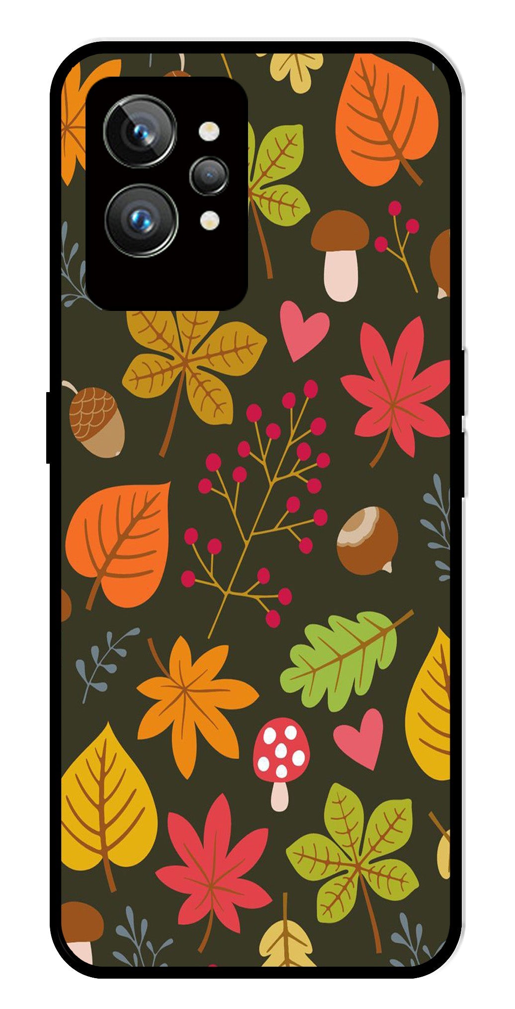 Leaves Design Metal Mobile Case for Realme GT 2 Pro   (Design No -51)