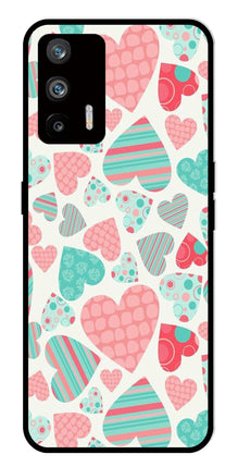 Hearts Pattern Metal Mobile Case for Realme Q3 Pro