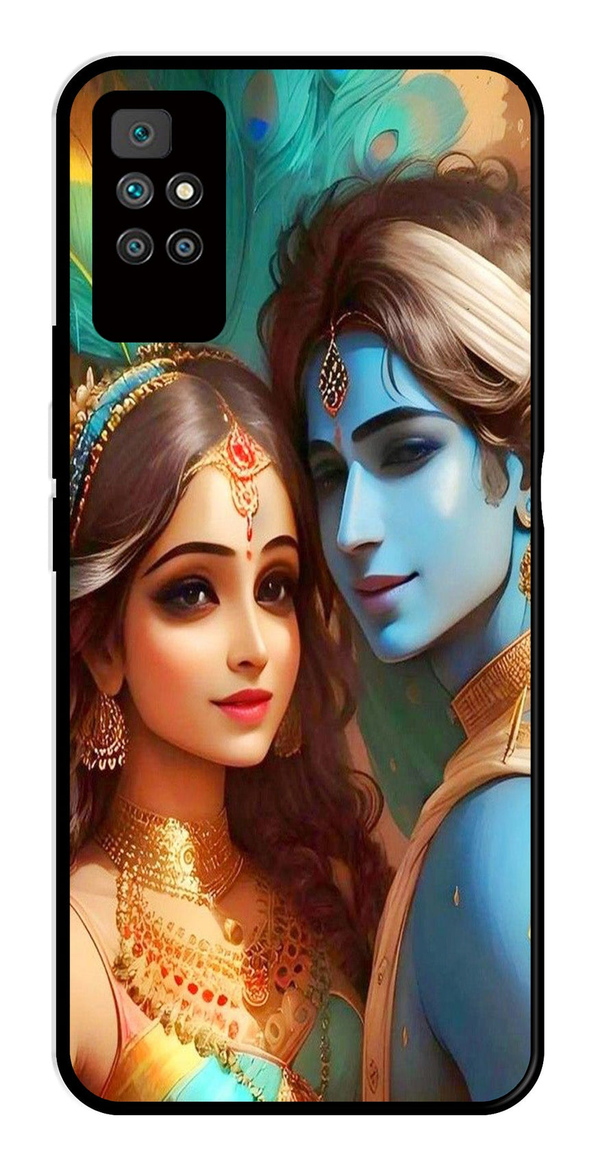 Lord Radha Krishna Metal Mobile Case for Redmi 10 Prime   (Design No -01)