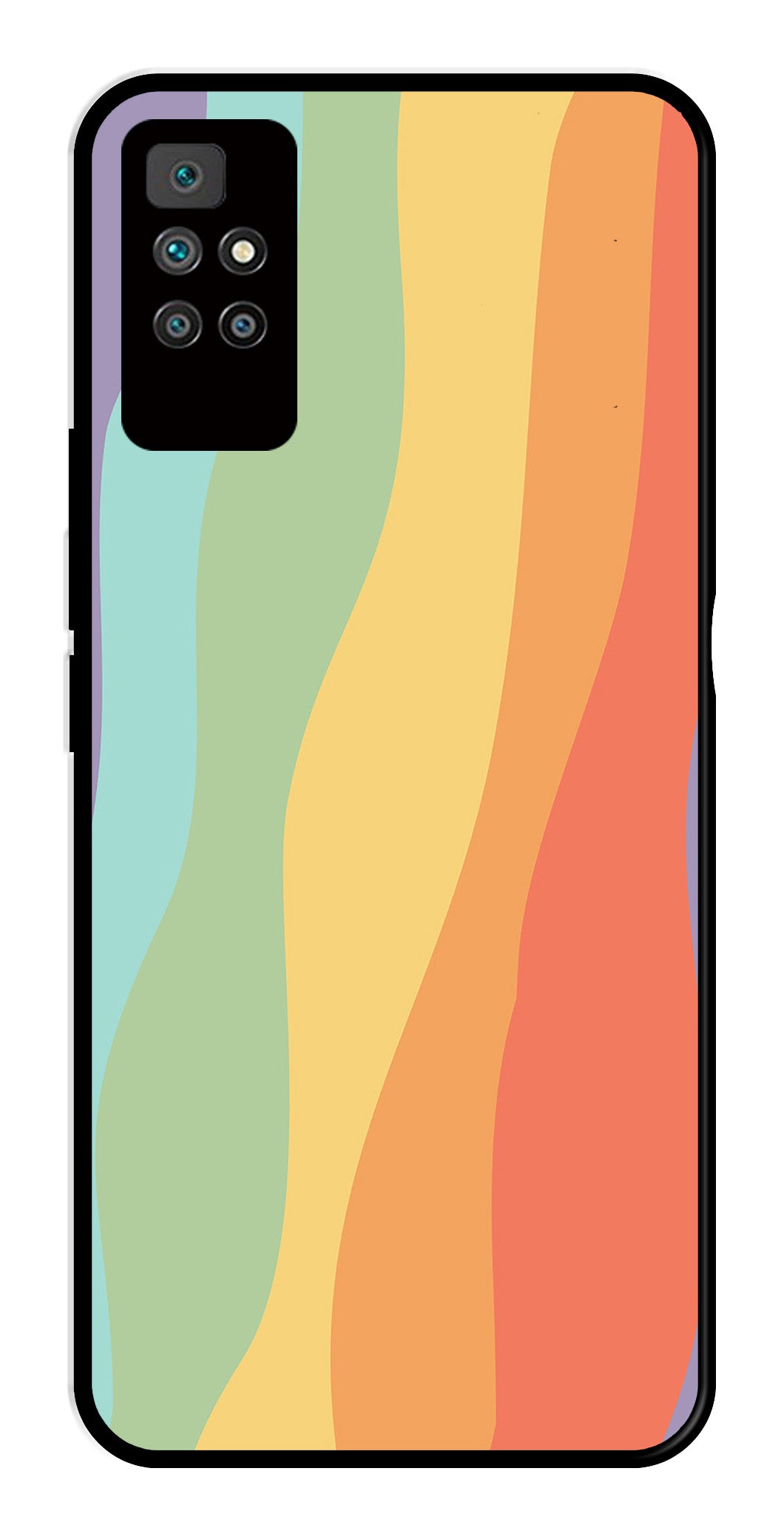 Muted Rainbow Metal Mobile Case for Redmi 10 Prime   (Design No -02)