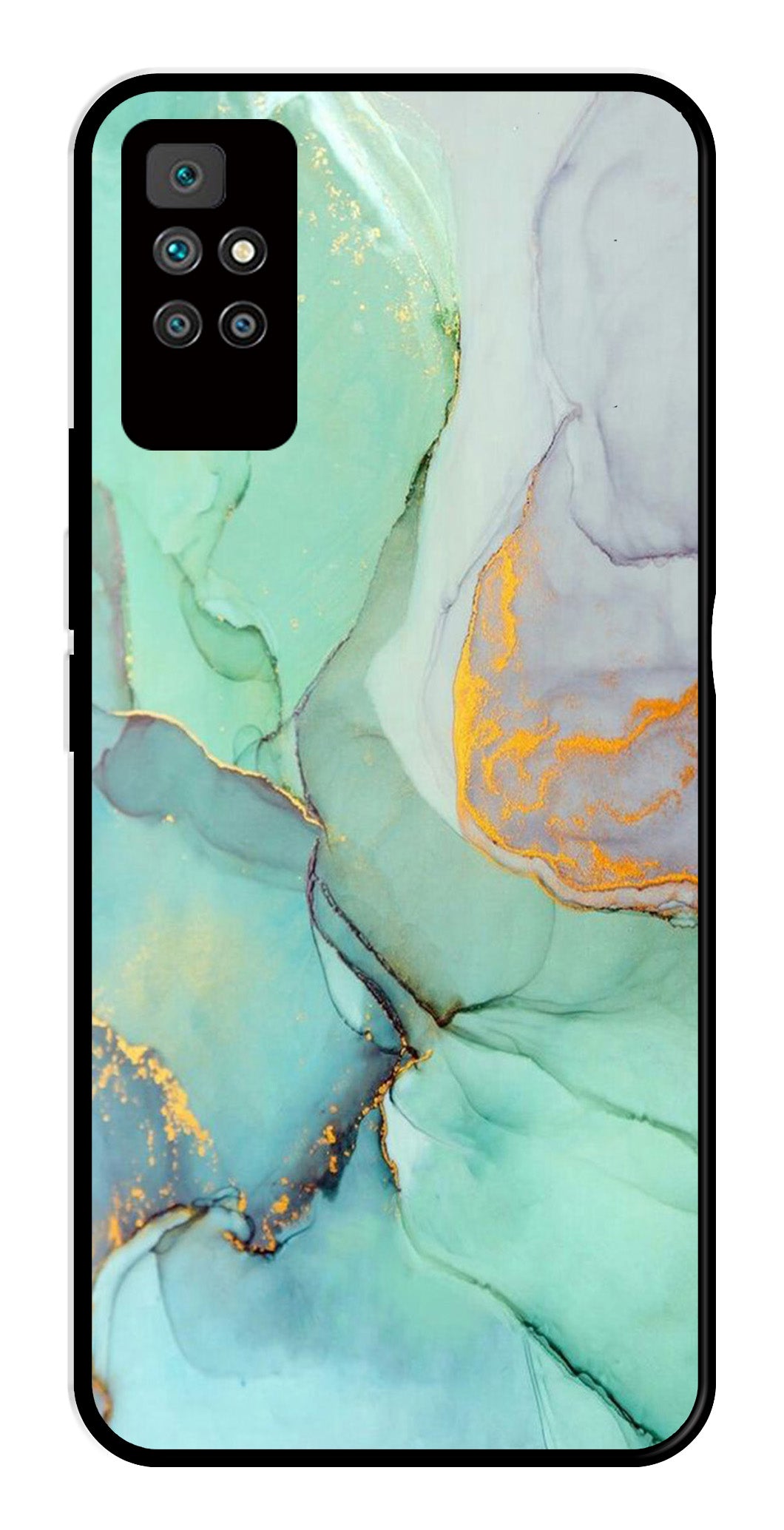 Marble Design Metal Mobile Case for Redmi 10 Prime   (Design No -46)