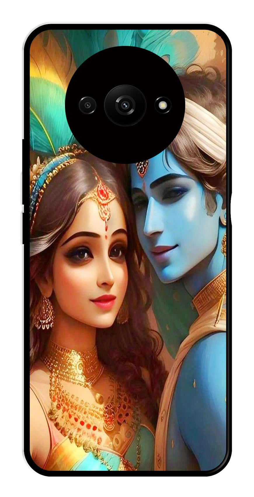 Lord Radha Krishna Metal Mobile Case for Redmi A3   (Design No -01)