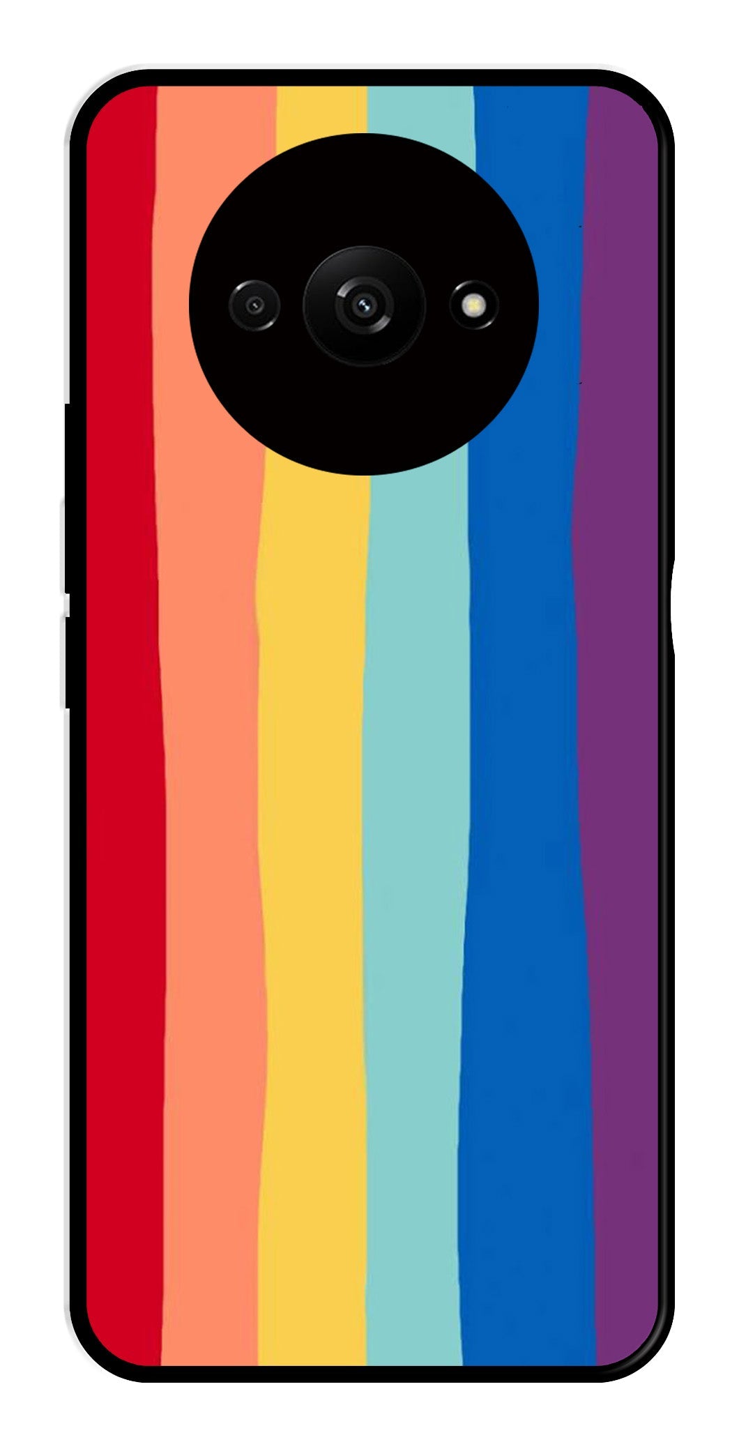 Rainbow MultiColor Metal Mobile Case for Redmi A3   (Design No -03)