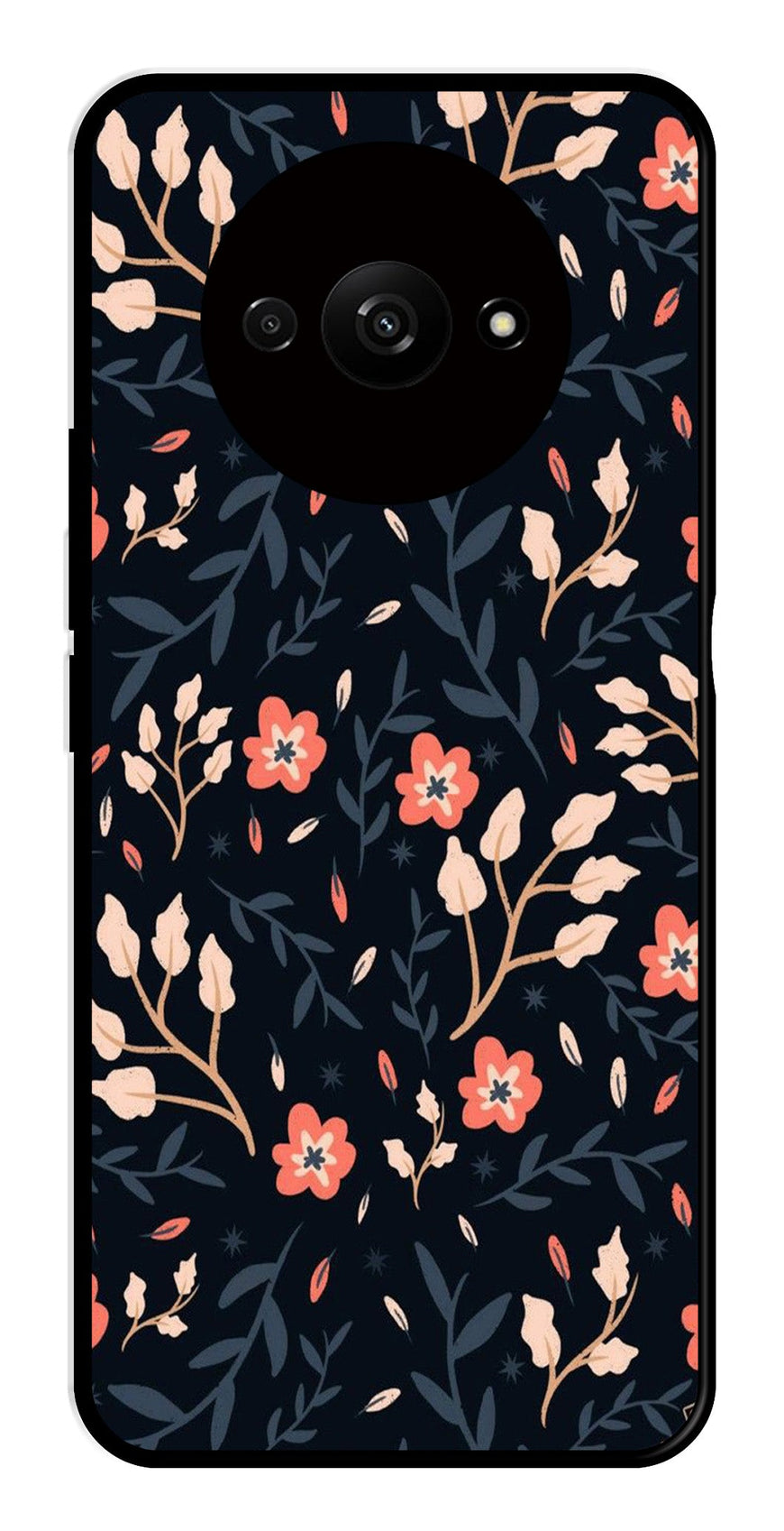 Floral Pattern Metal Mobile Case for Redmi A3   (Design No -10)