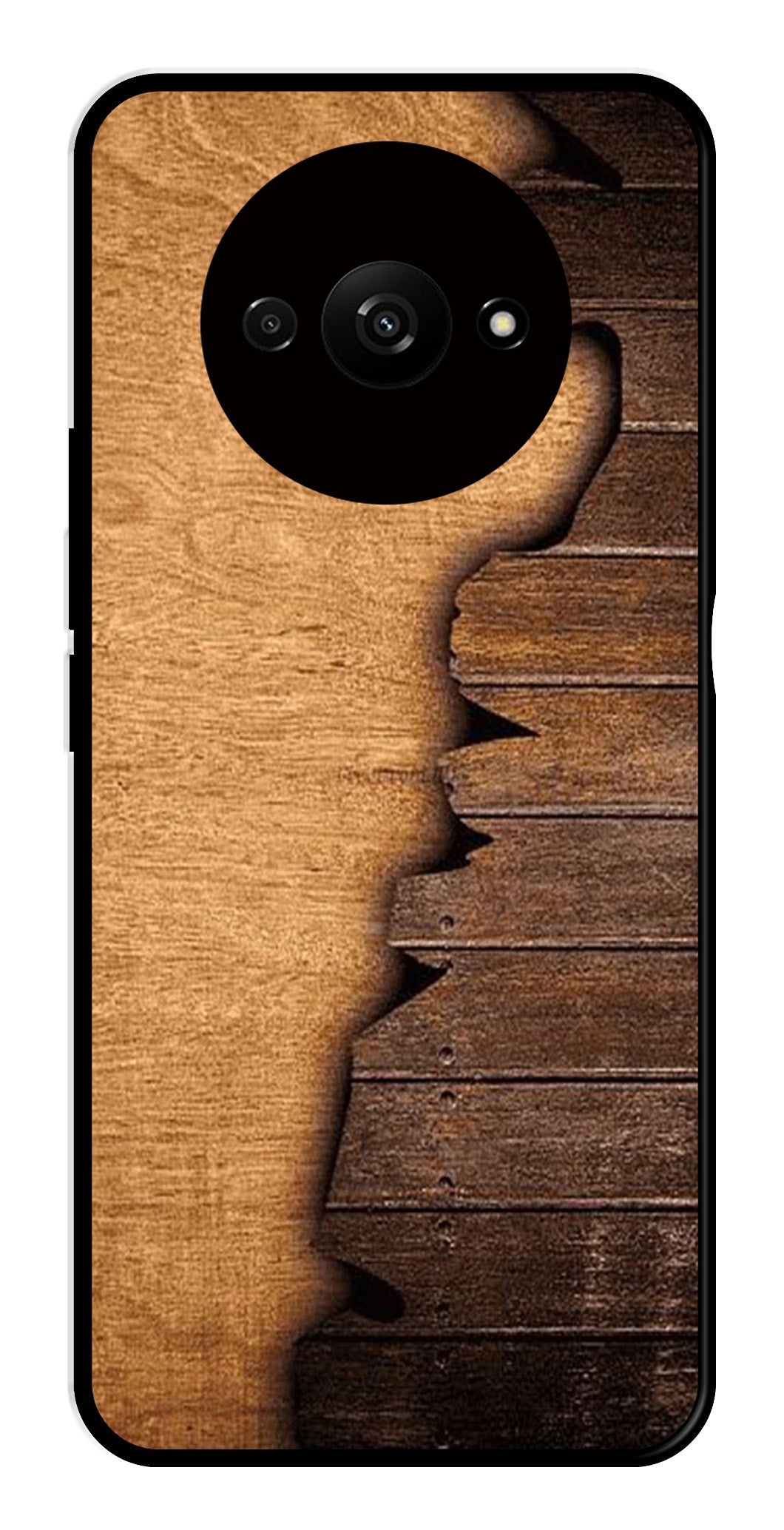 Wooden Design Metal Mobile Case for Redmi A3   (Design No -13)