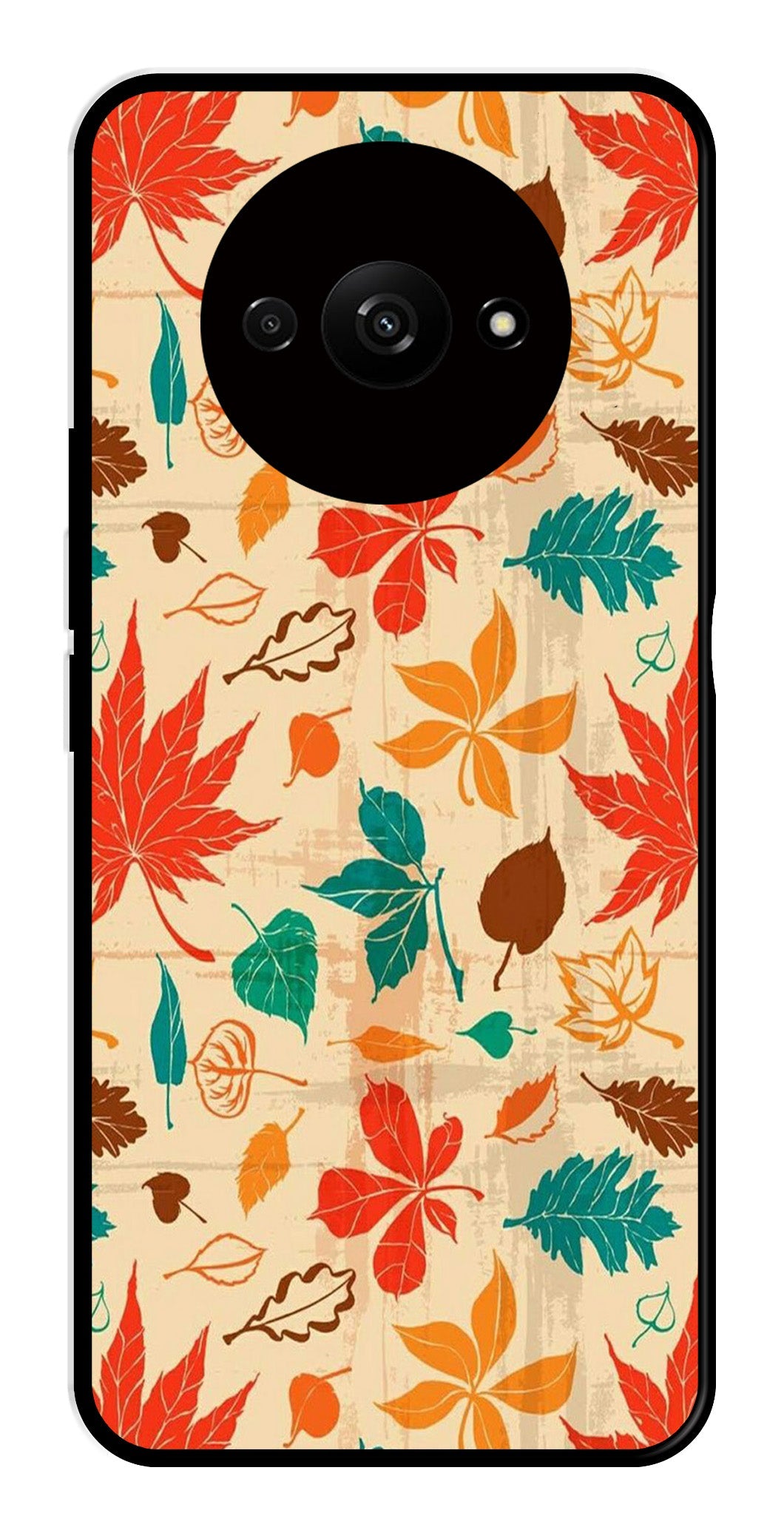 Leafs Design Metal Mobile Case for Redmi A3   (Design No -14)