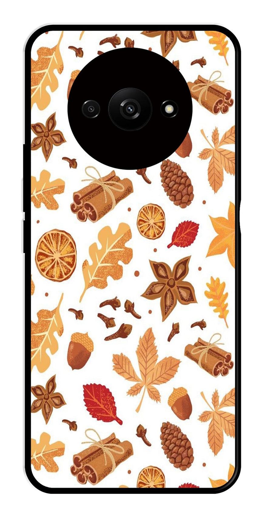 Autumn Leaf Metal Mobile Case for Redmi A3   (Design No -19)