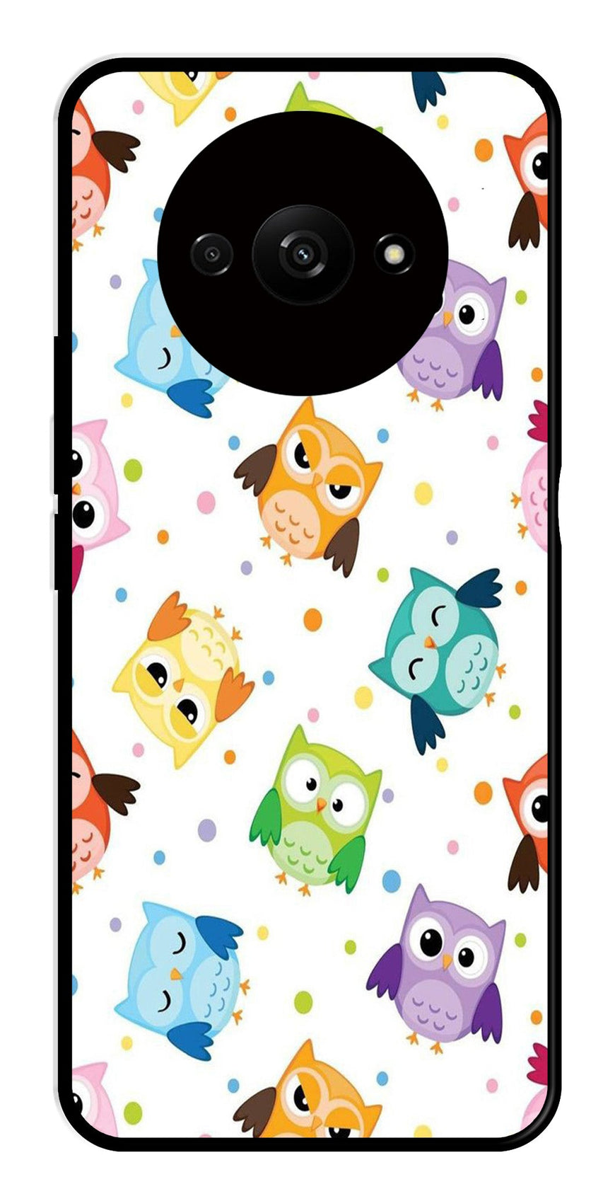 Owls Pattern Metal Mobile Case for Redmi A3   (Design No -20)