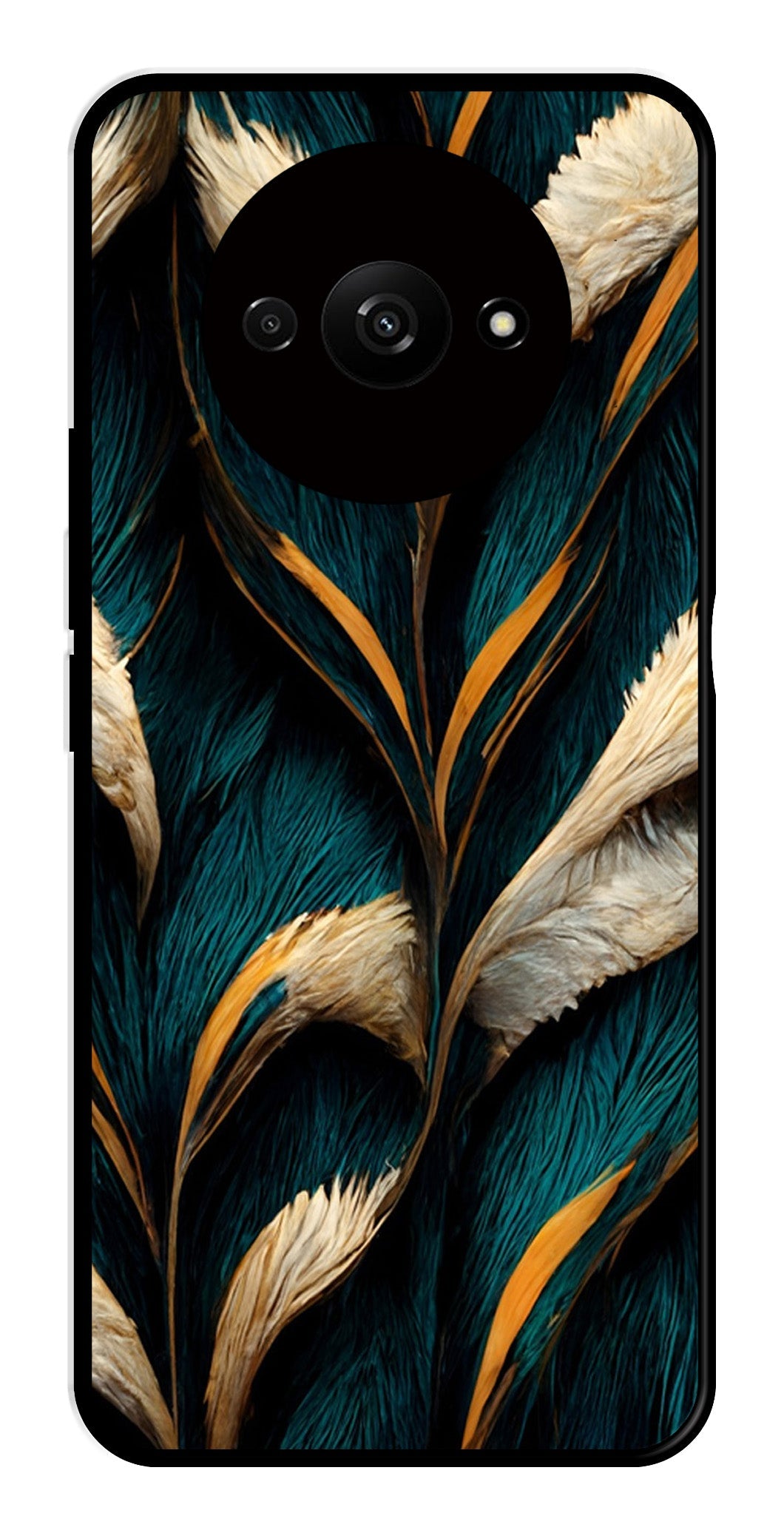 Feathers Metal Mobile Case for Redmi A3   (Design No -30)