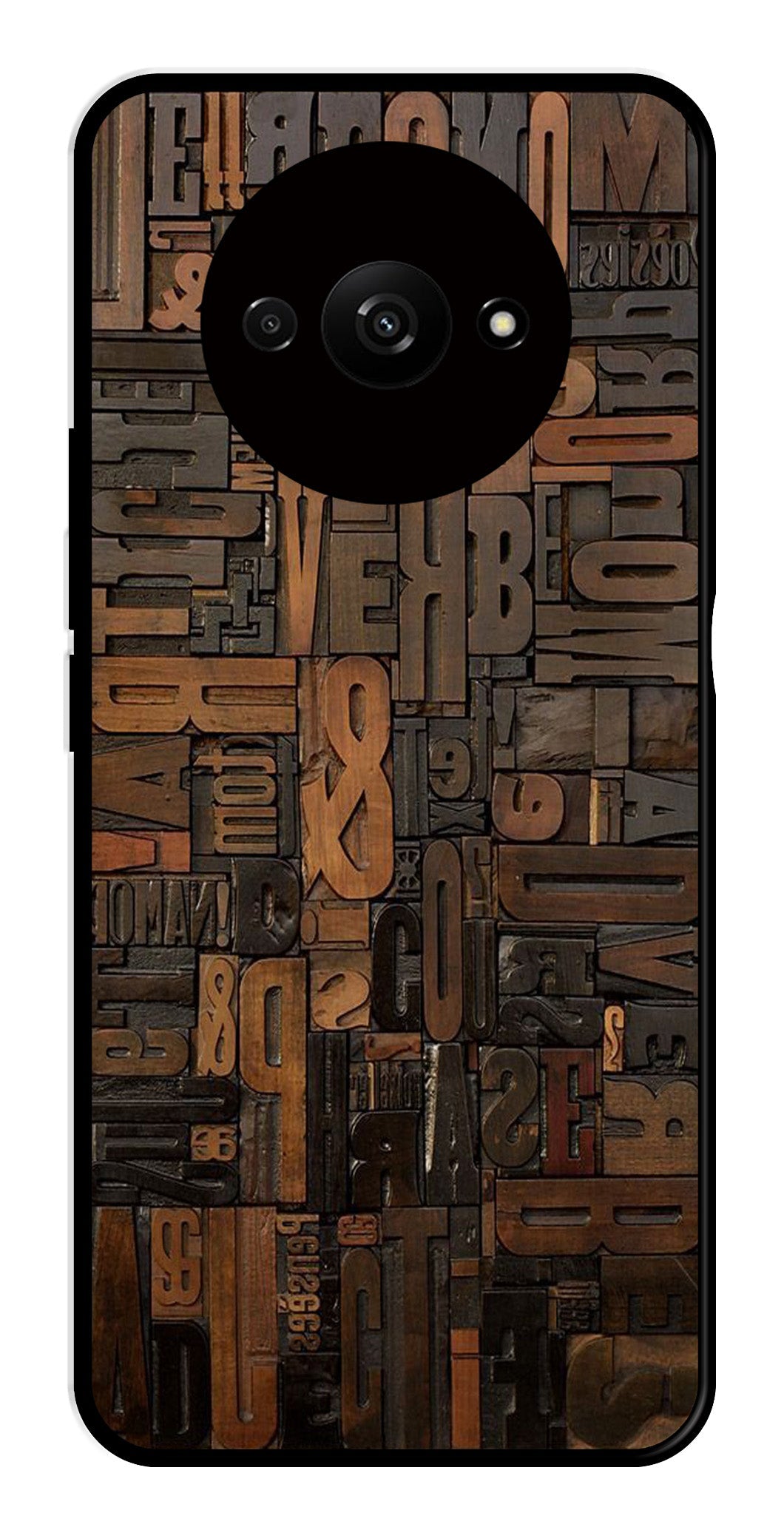 Alphabets Metal Mobile Case for Redmi A3   (Design No -32)