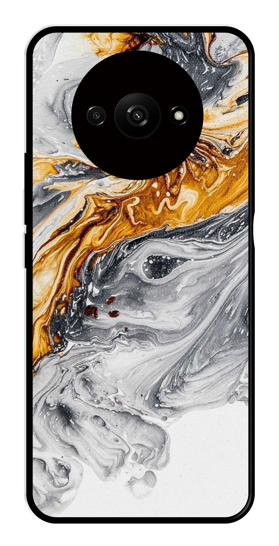 Marble Pattern Metal Mobile Case for Redmi A3   (Design No -36)