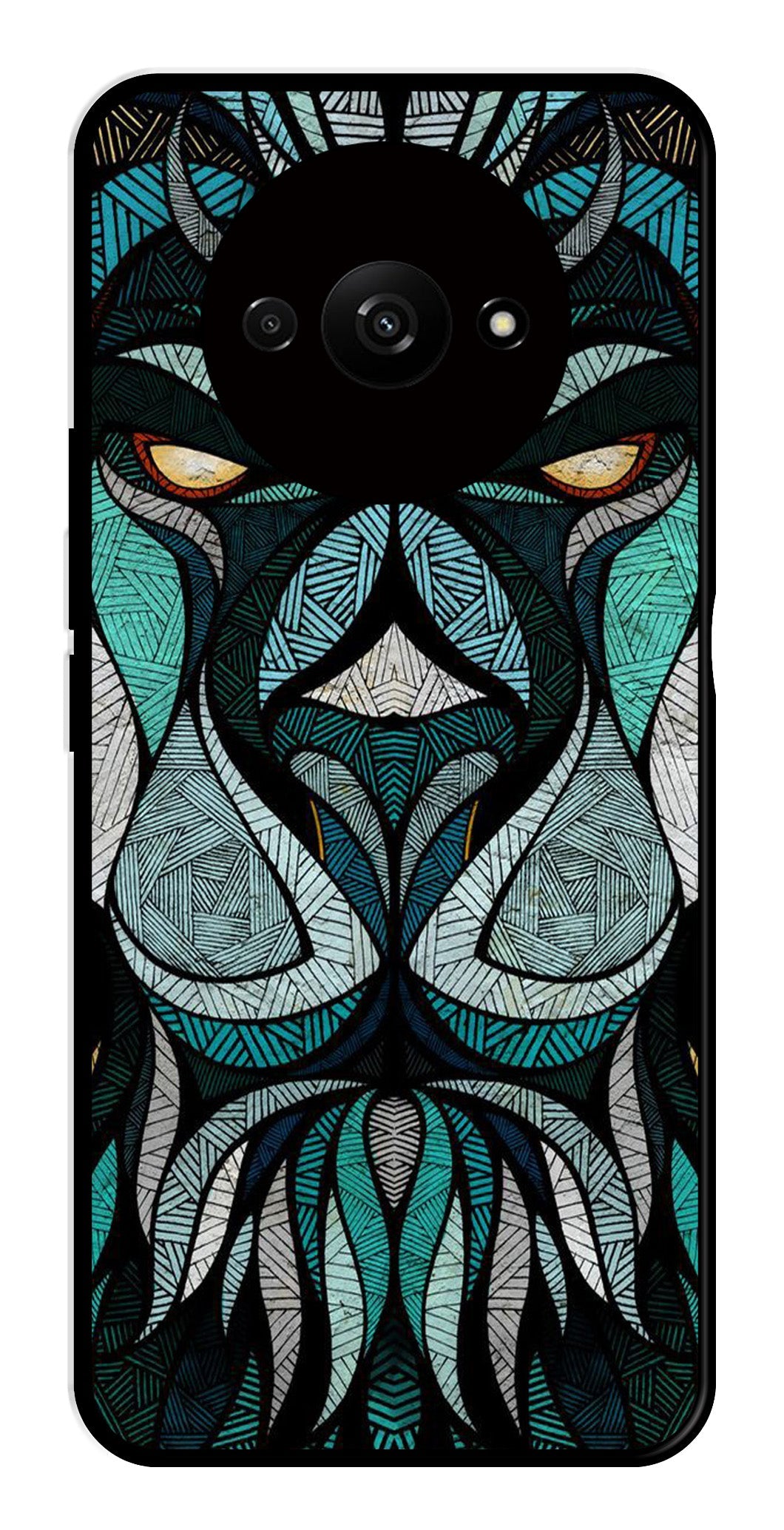 Lion Pattern Metal Mobile Case for Redmi A3   (Design No -40)