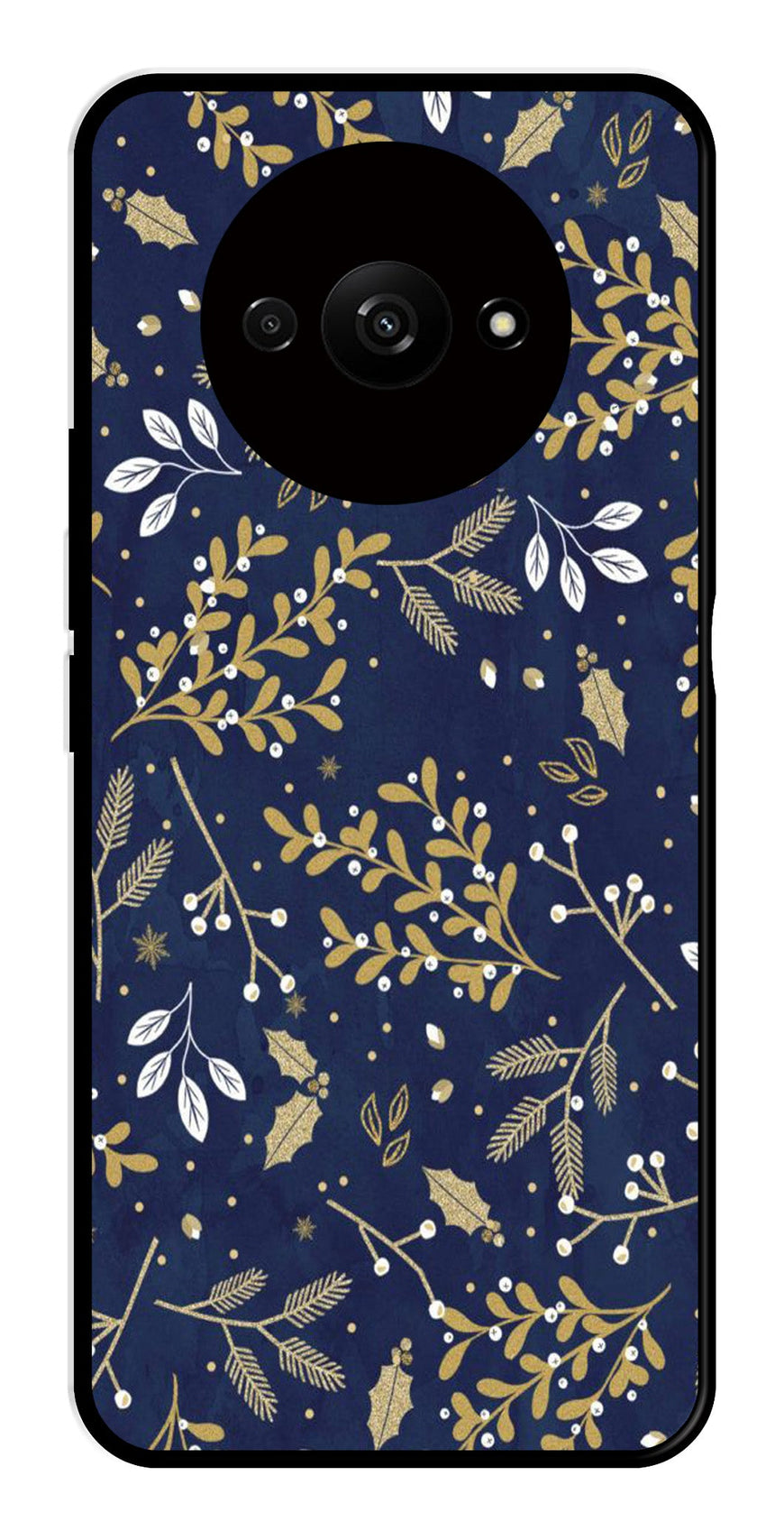 Floral Pattern  Metal Mobile Case for Redmi A3   (Design No -52)