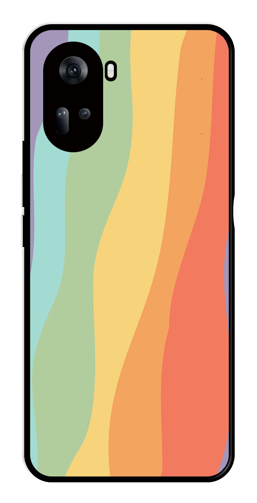 Muted Rainbow Metal Mobile Case for Oppo Reno 11 5G   (Design No -02)