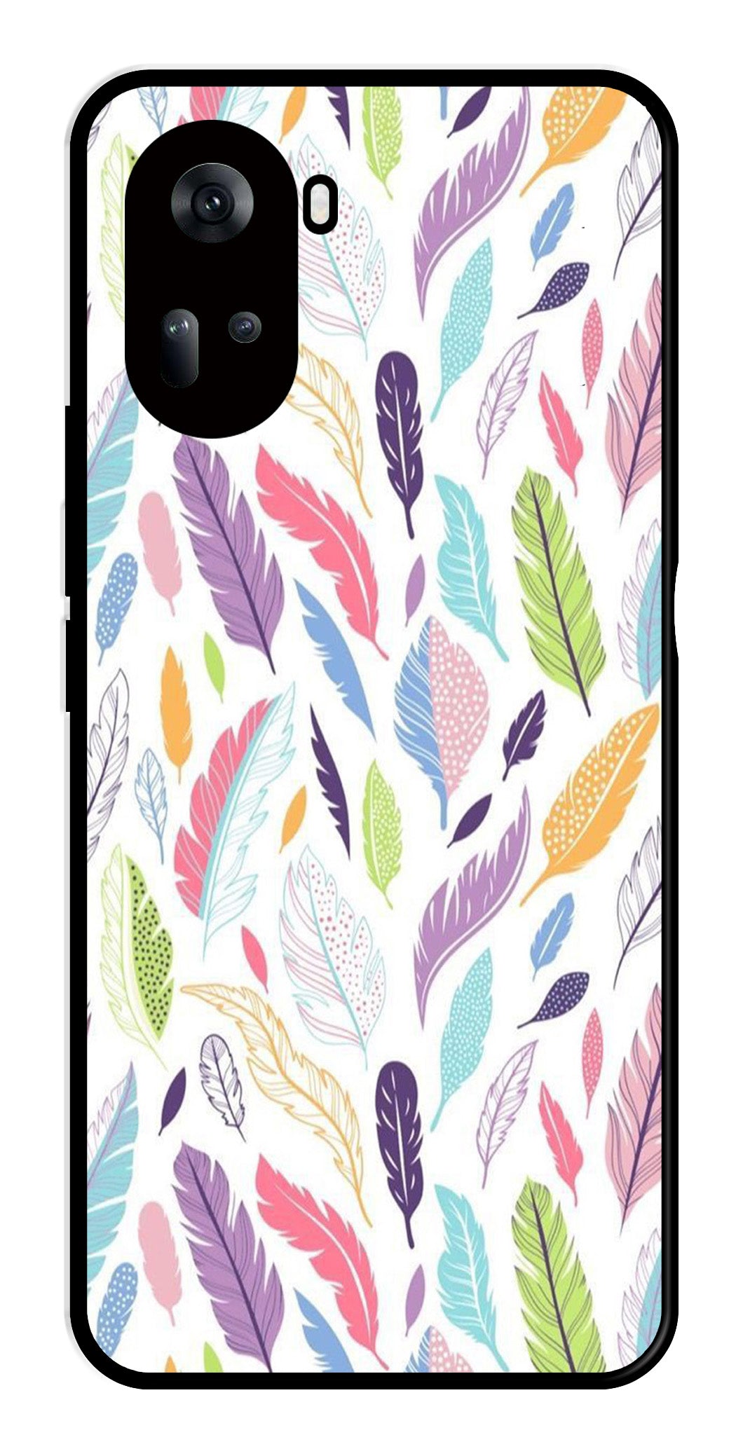 Colorful Feathers Metal Mobile Case for Oppo Reno 11 5G   (Design No -06)