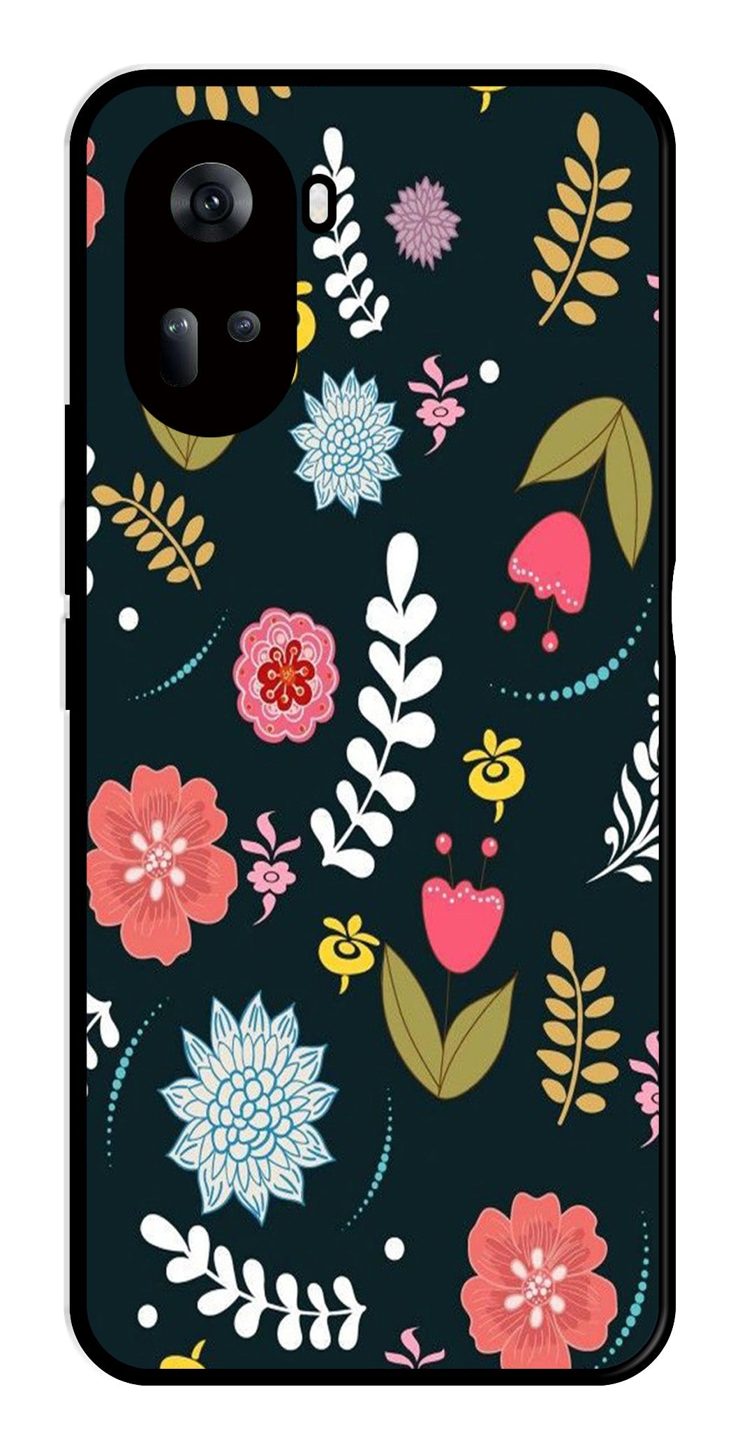 Floral Pattern2 Metal Mobile Case for Oppo Reno 11 5G   (Design No -12)