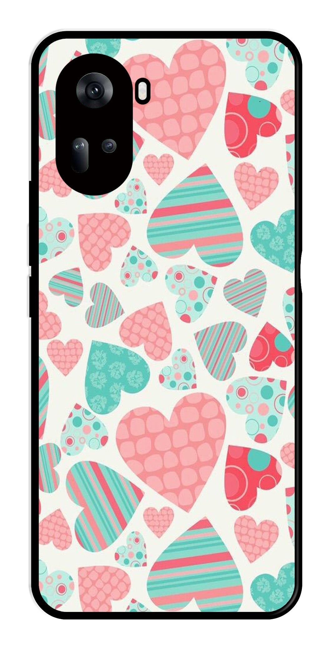 Hearts Pattern Metal Mobile Case for Oppo Reno 11 5G   (Design No -22)