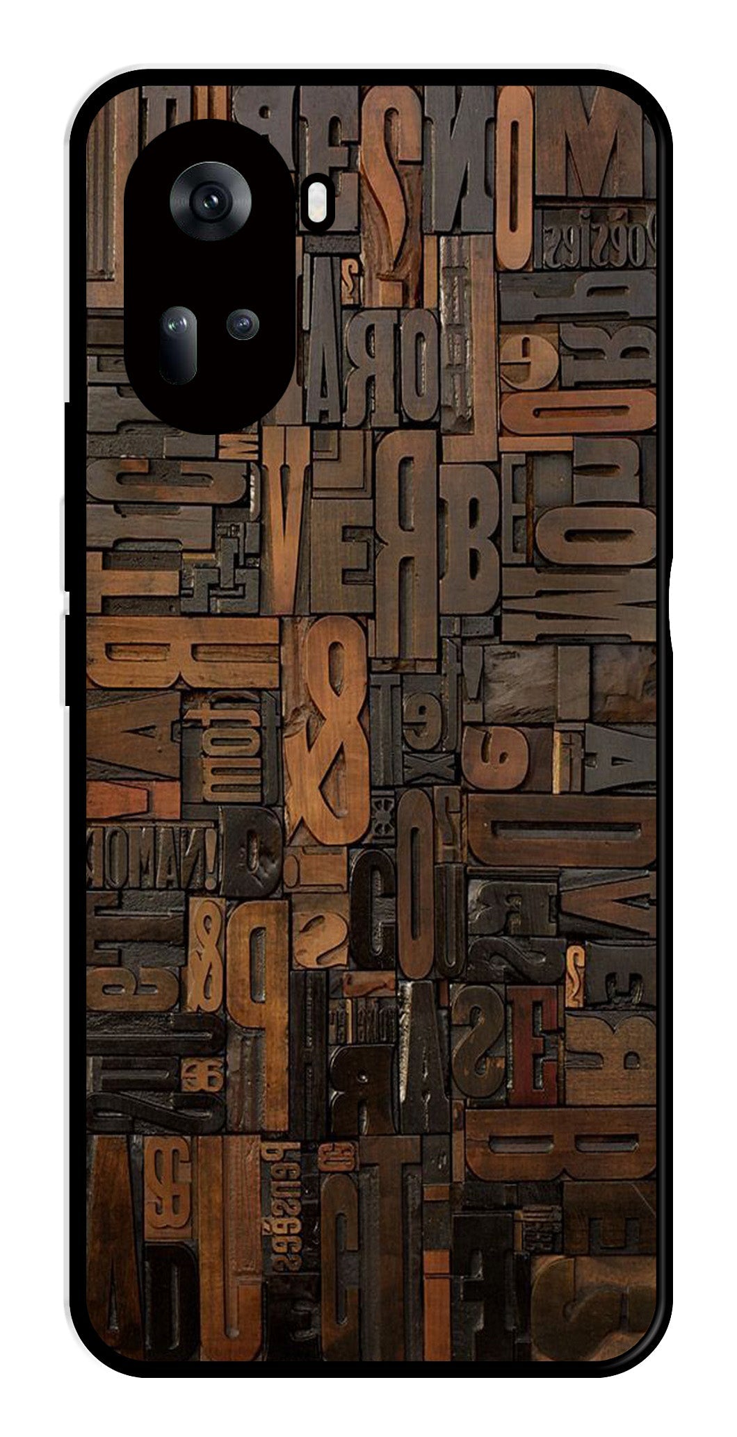 Alphabets Metal Mobile Case for Oppo Reno 11 5G   (Design No -32)