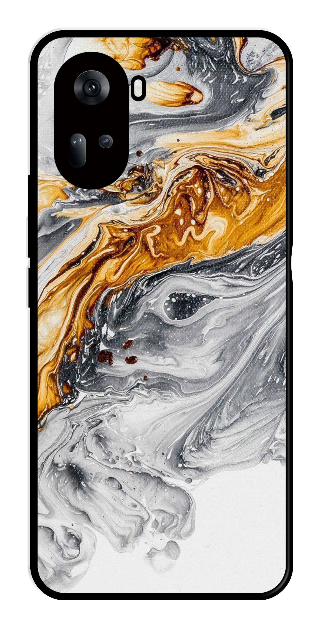 Marble Pattern Metal Mobile Case for Oppo Reno 11 5G   (Design No -36)