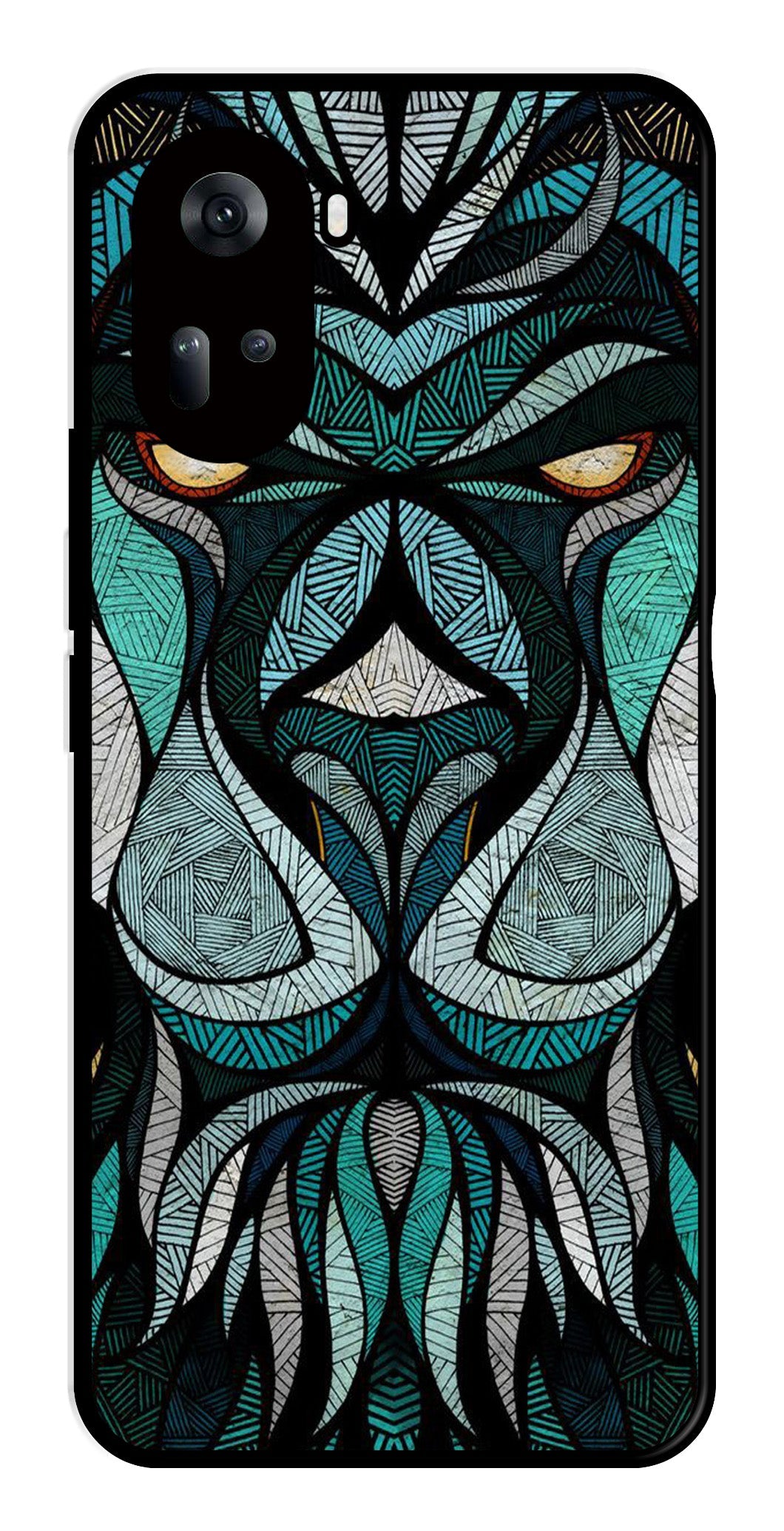 Lion Pattern Metal Mobile Case for Oppo Reno 11 5G   (Design No -40)