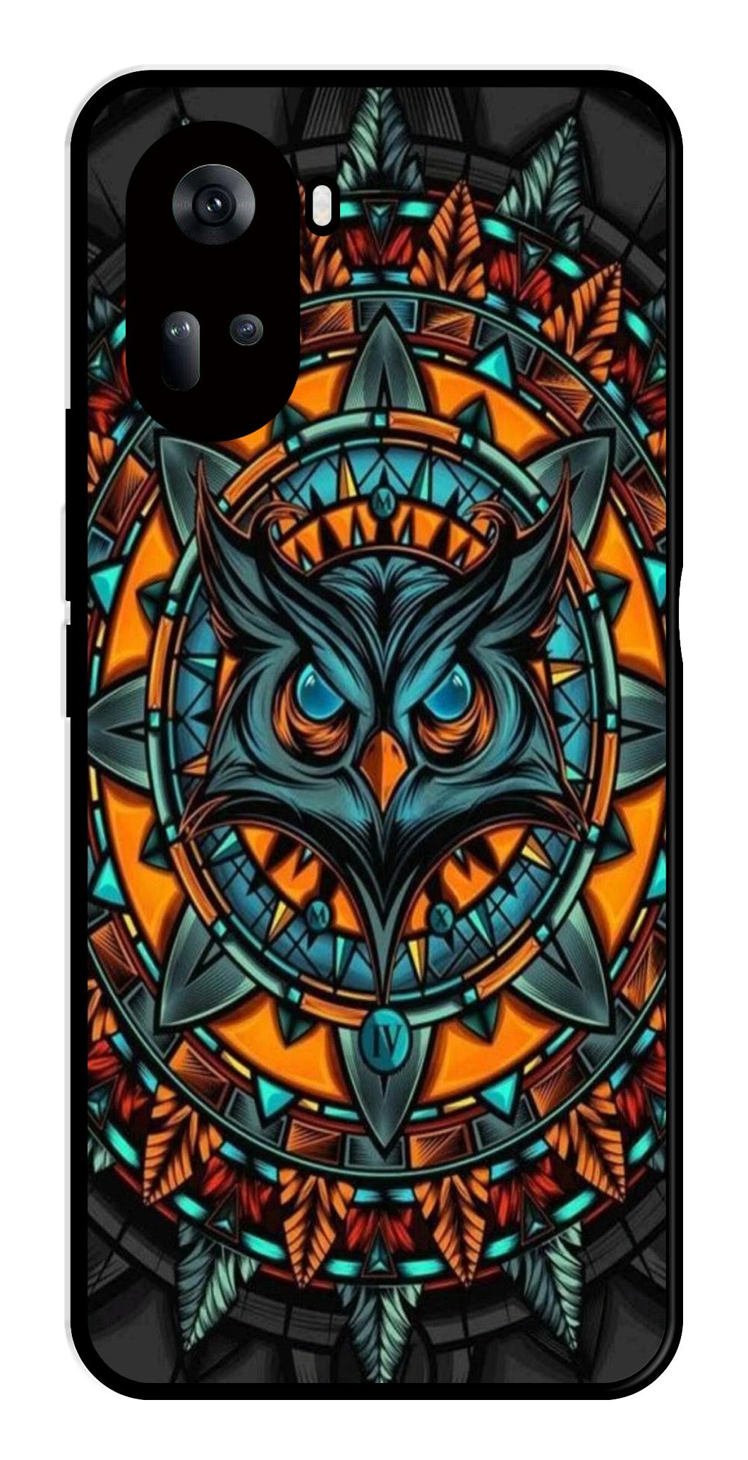 Owl Pattern Metal Mobile Case for Oppo Reno 11 5G   (Design No -42)