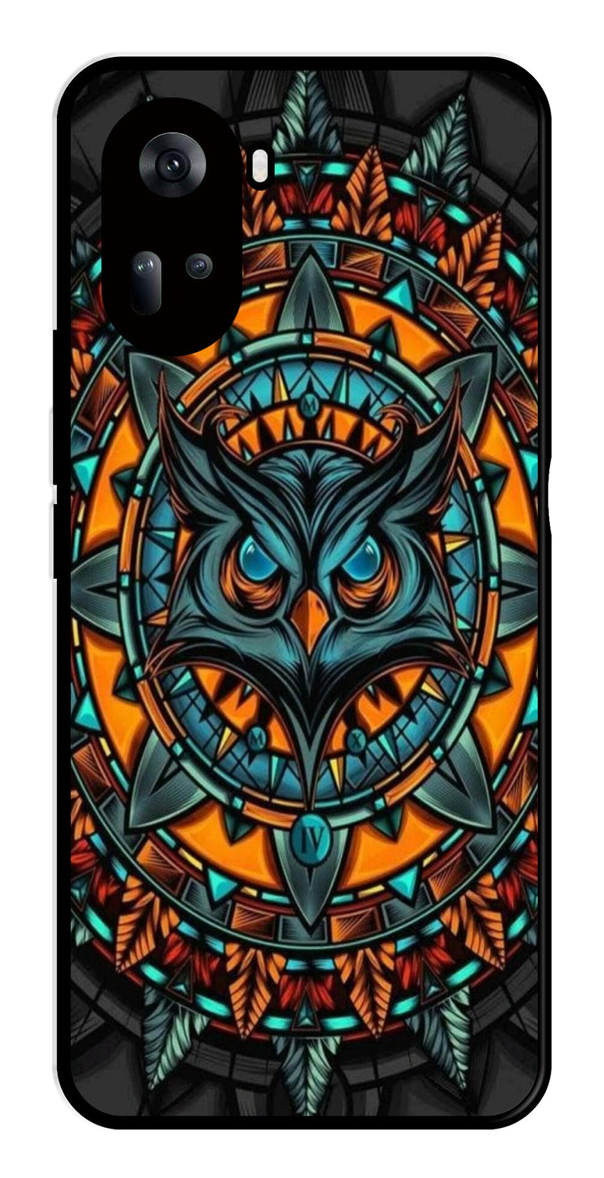 Owl Pattern Metal Mobile Case for Oppo Reno 11 5G   (Design No -42)