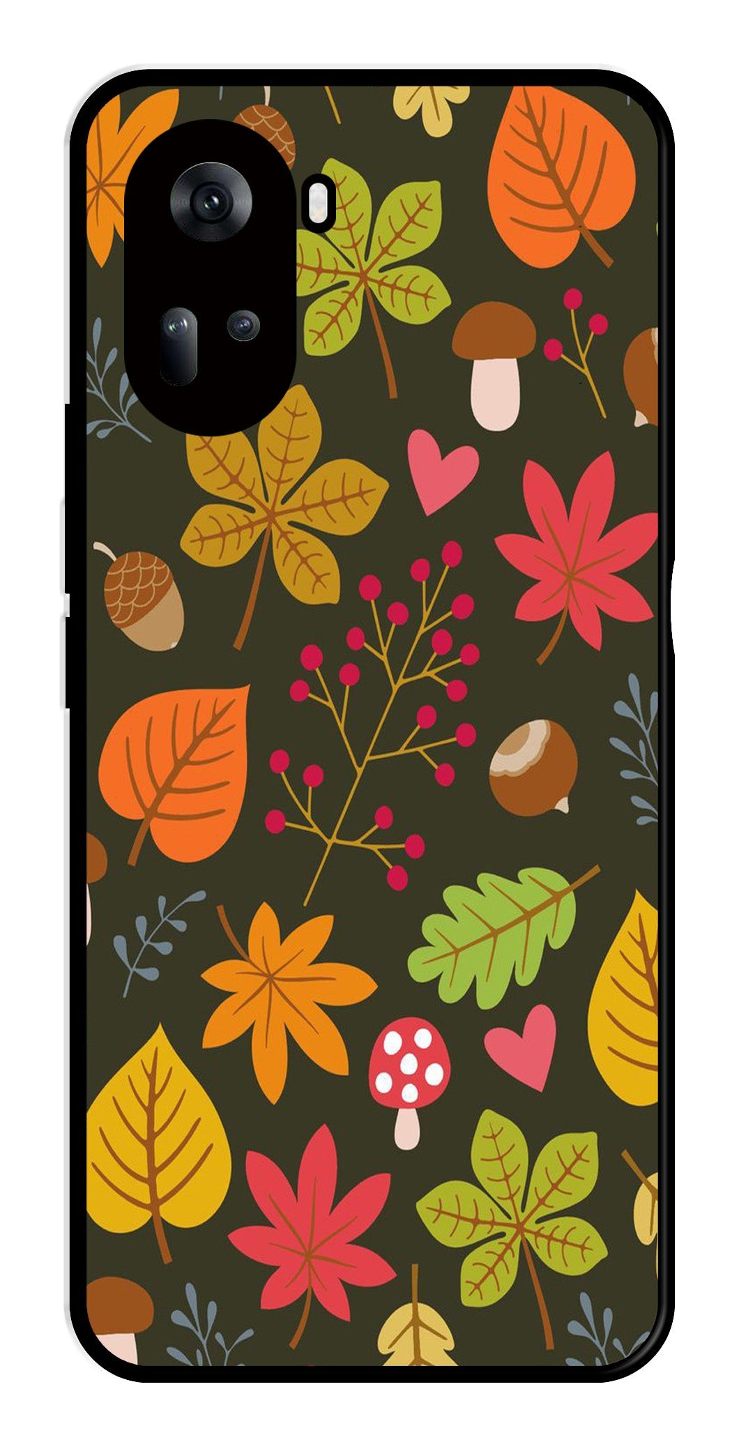 Leaves Design Metal Mobile Case for Oppo Reno 11 5G   (Design No -51)