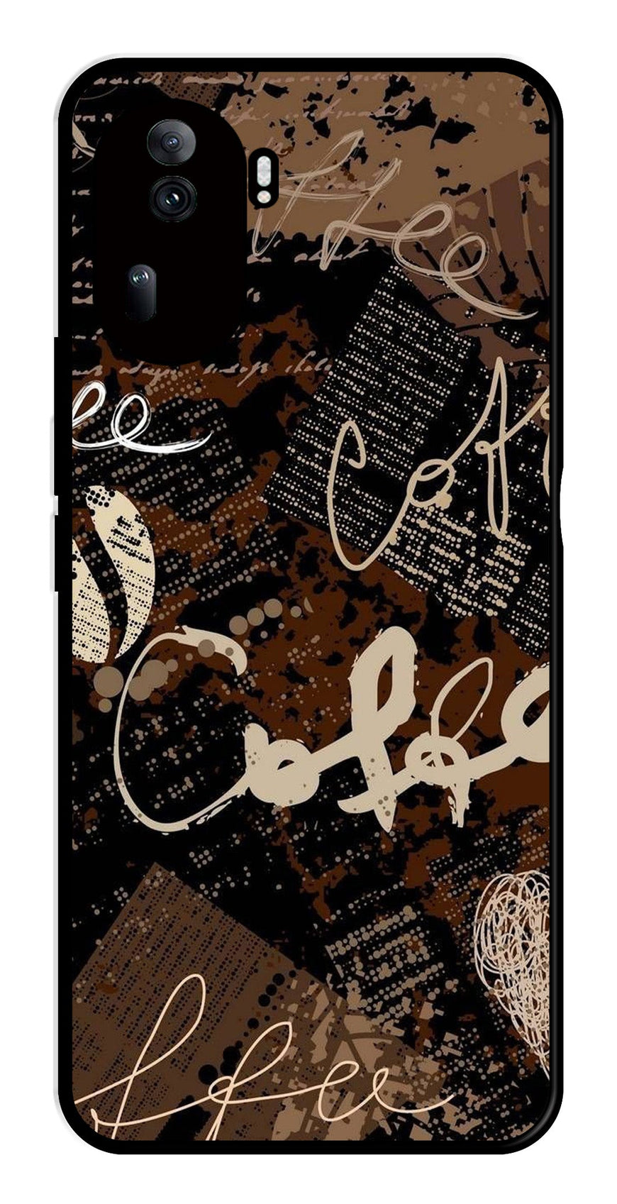 Coffee Pattern Metal Mobile Case for Oppo Reno 11 Pro 5G   (Design No -37)