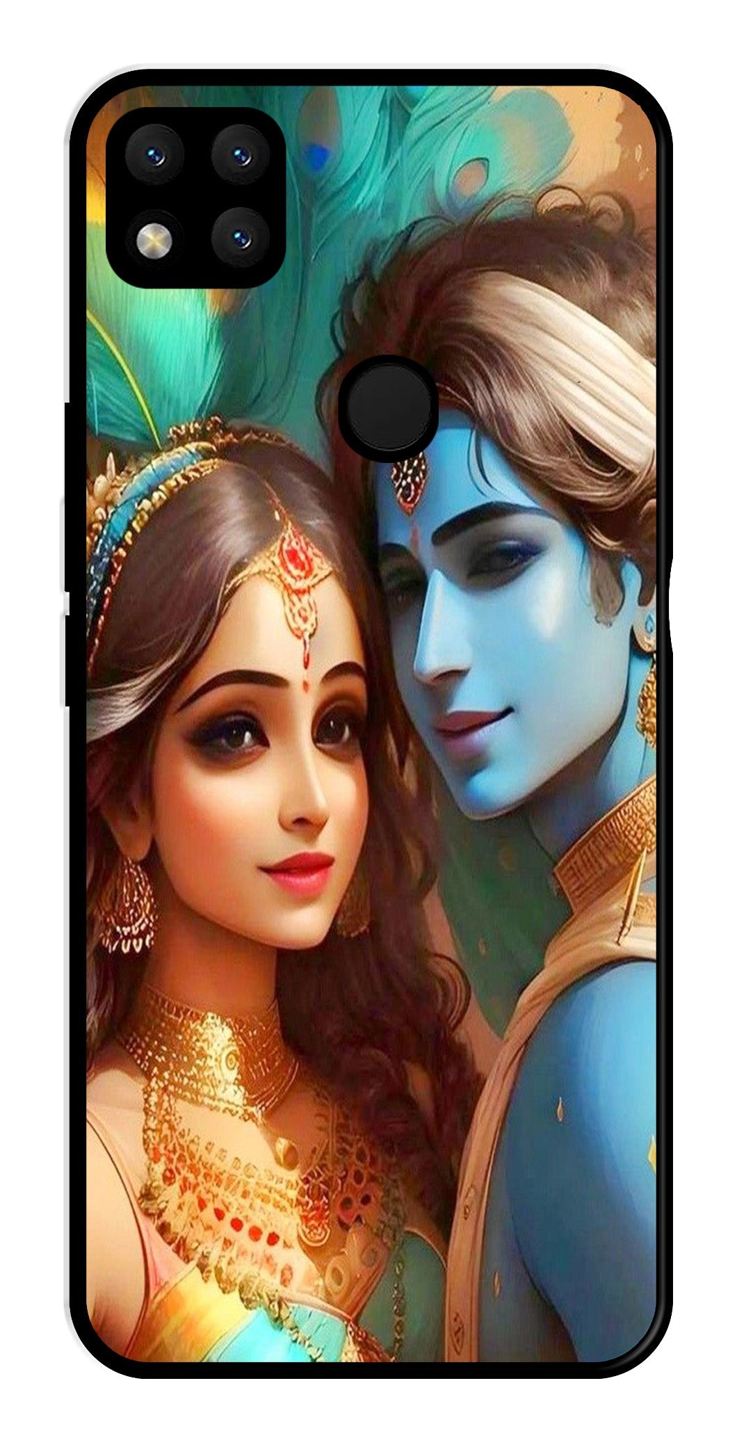 Lord Radha Krishna Metal Mobile Case for Redmi 9   (Design No -01)