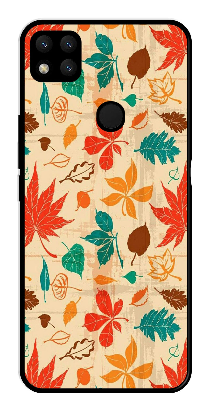 Leafs Design Metal Mobile Case for Redmi 9   (Design No -14)